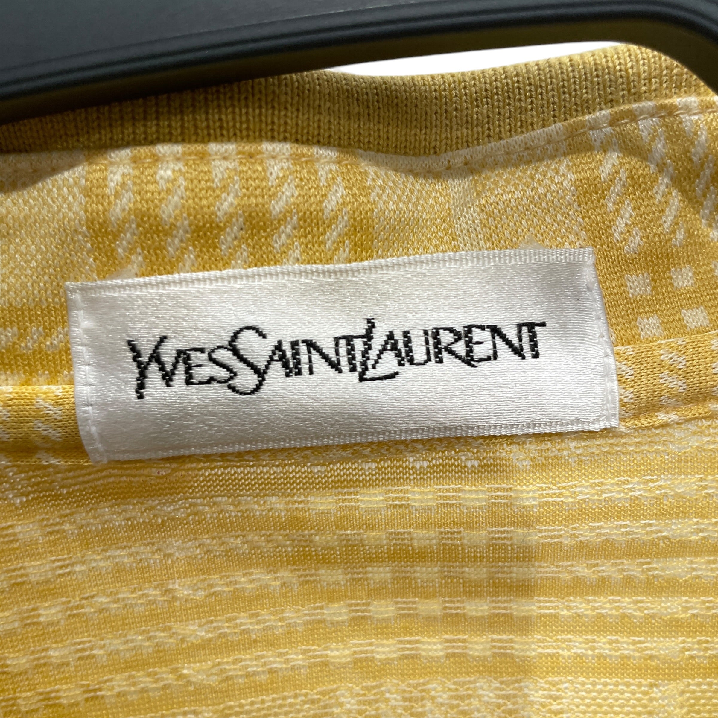 YVES SAINT LAURENT/Polo Shirt/L/Cotton/YEL/All Over Print/CHECK POLO/CRM LOGO view 3