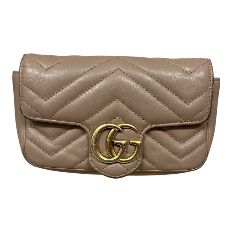 GUCCI/Cross Body Bag/OS/Leather/BEG/Marmont Super Mini