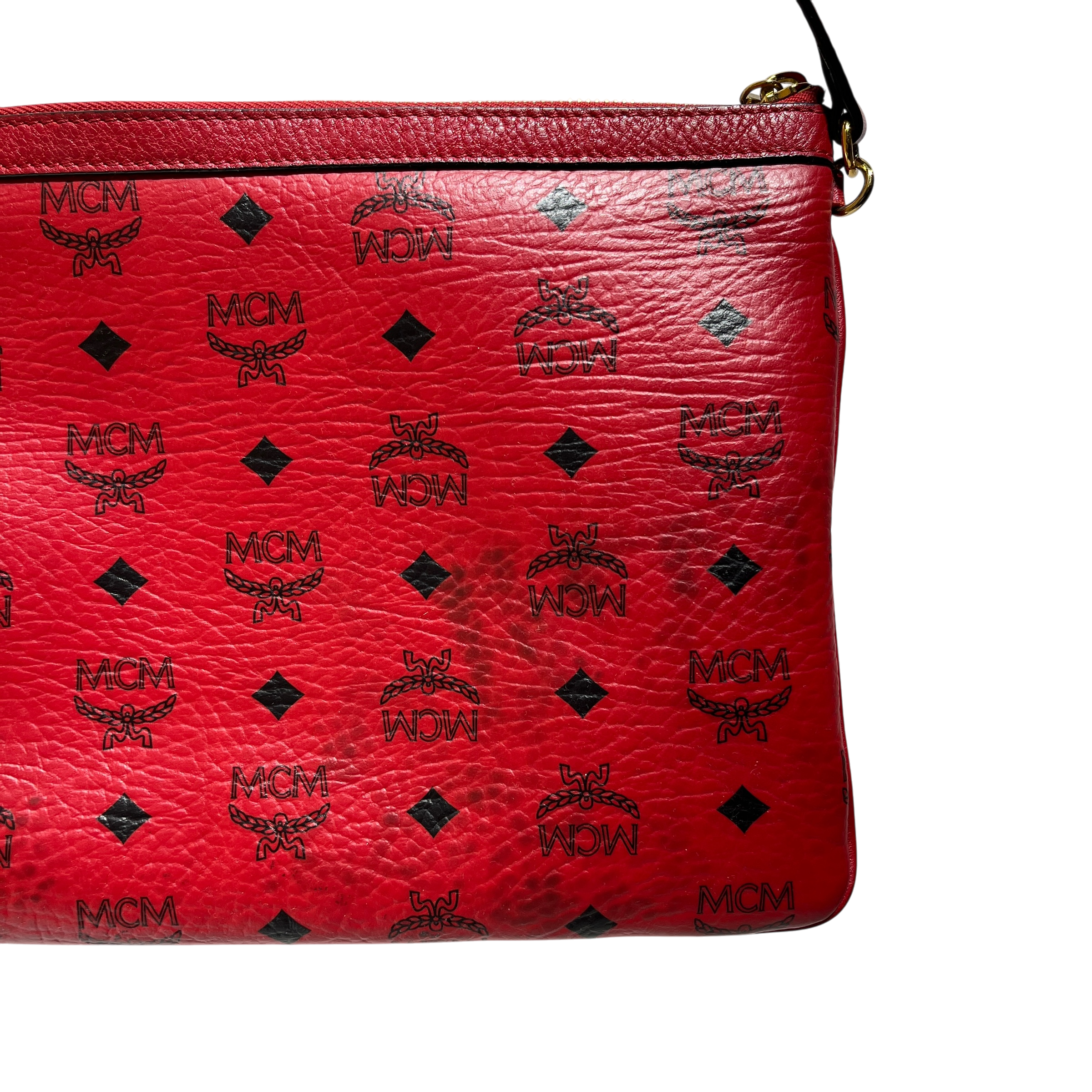 MCM/Pouch/Monogram/Leather/RED/Visetos medium crossbody view 4