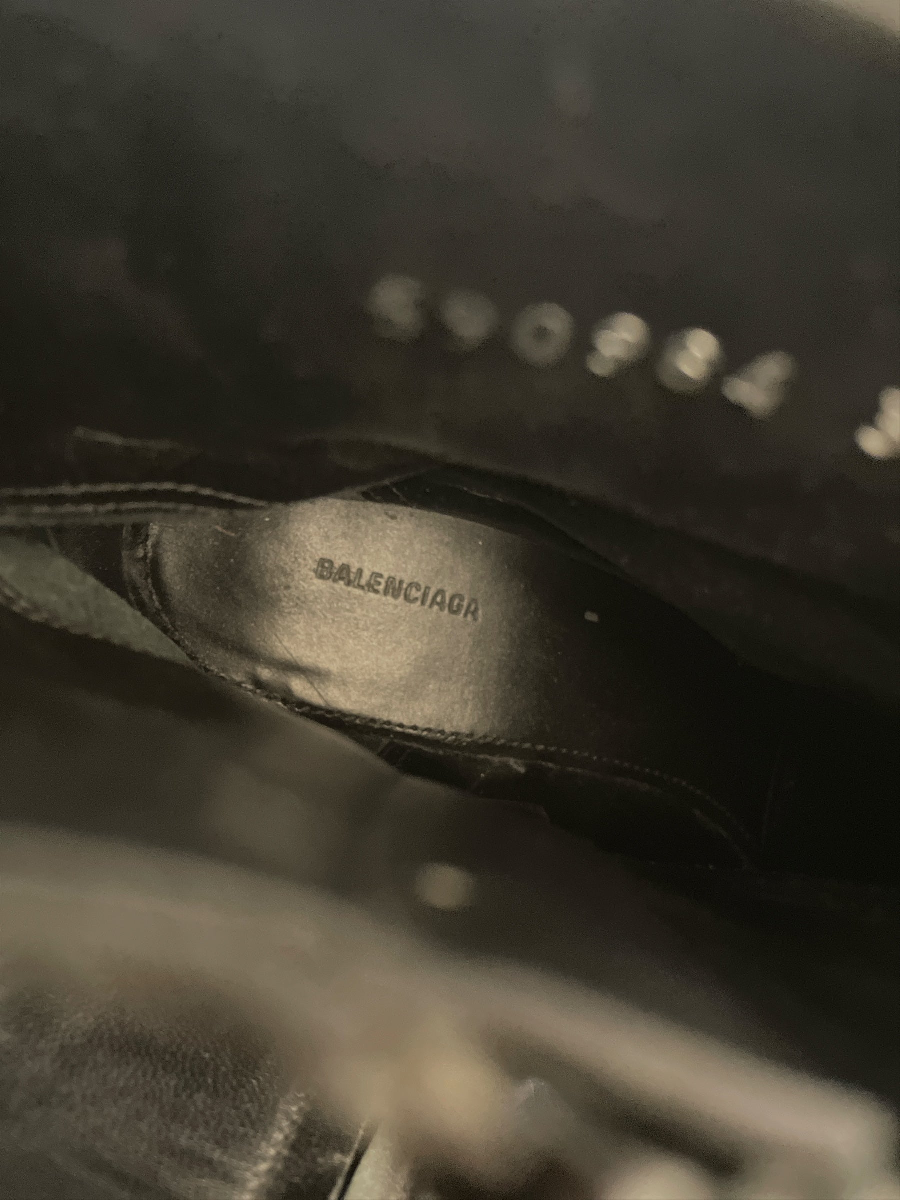 BALENCIAGA/Heels/EU 36/Leather/BLK/blue bb heel view 3