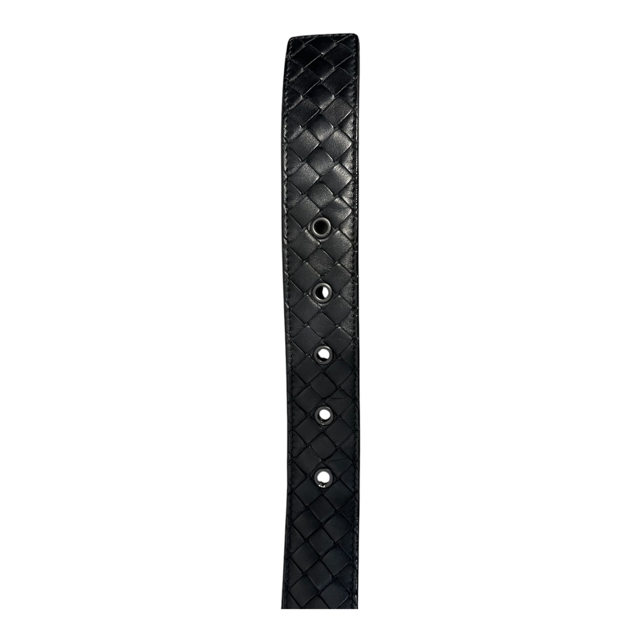 BOTTEGA VENETA/Belt/Leather/BLK/waffle belt view 3
