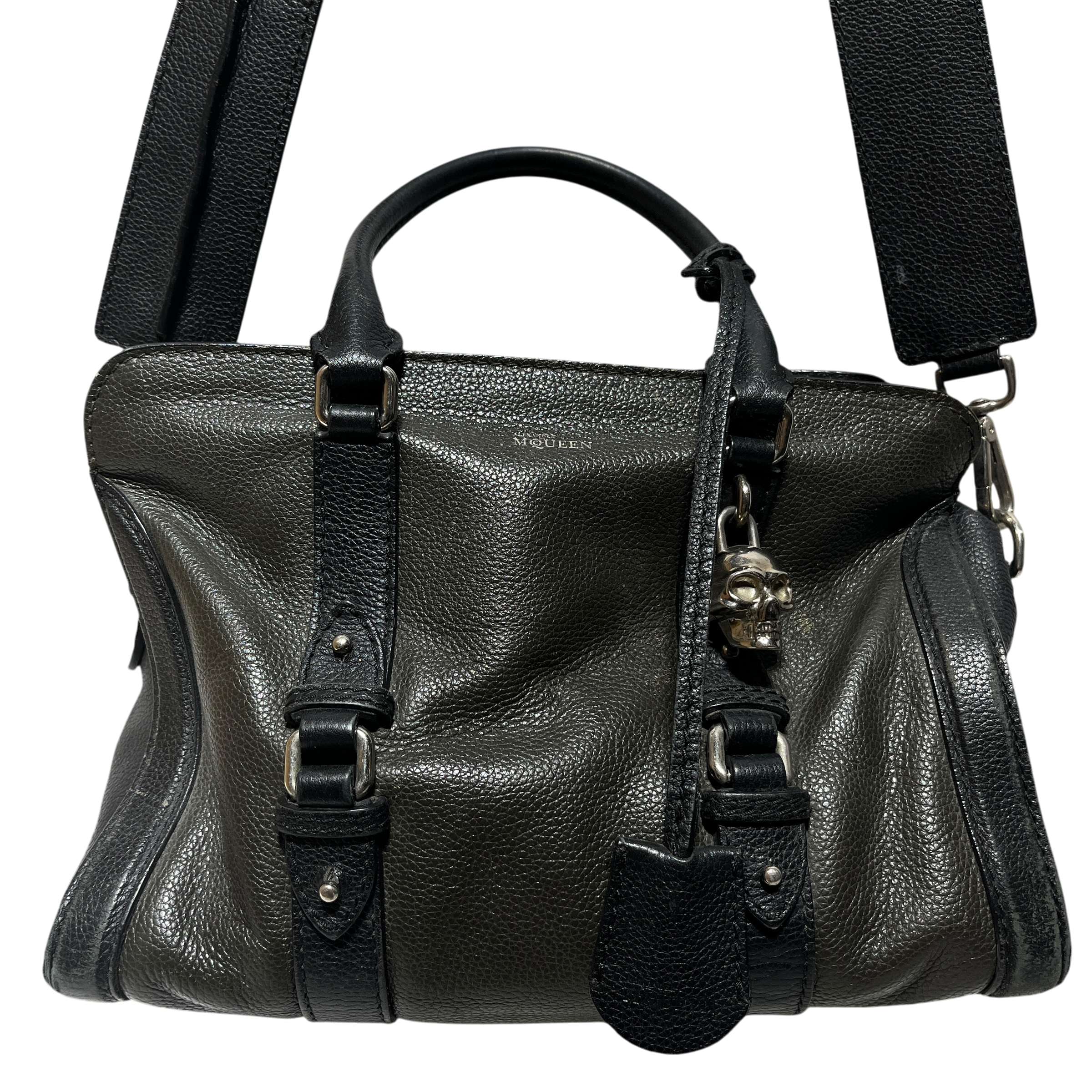 Alexander McQueen/Cross Body Bag/Leather/BLK/skull lock tote w strap view 2