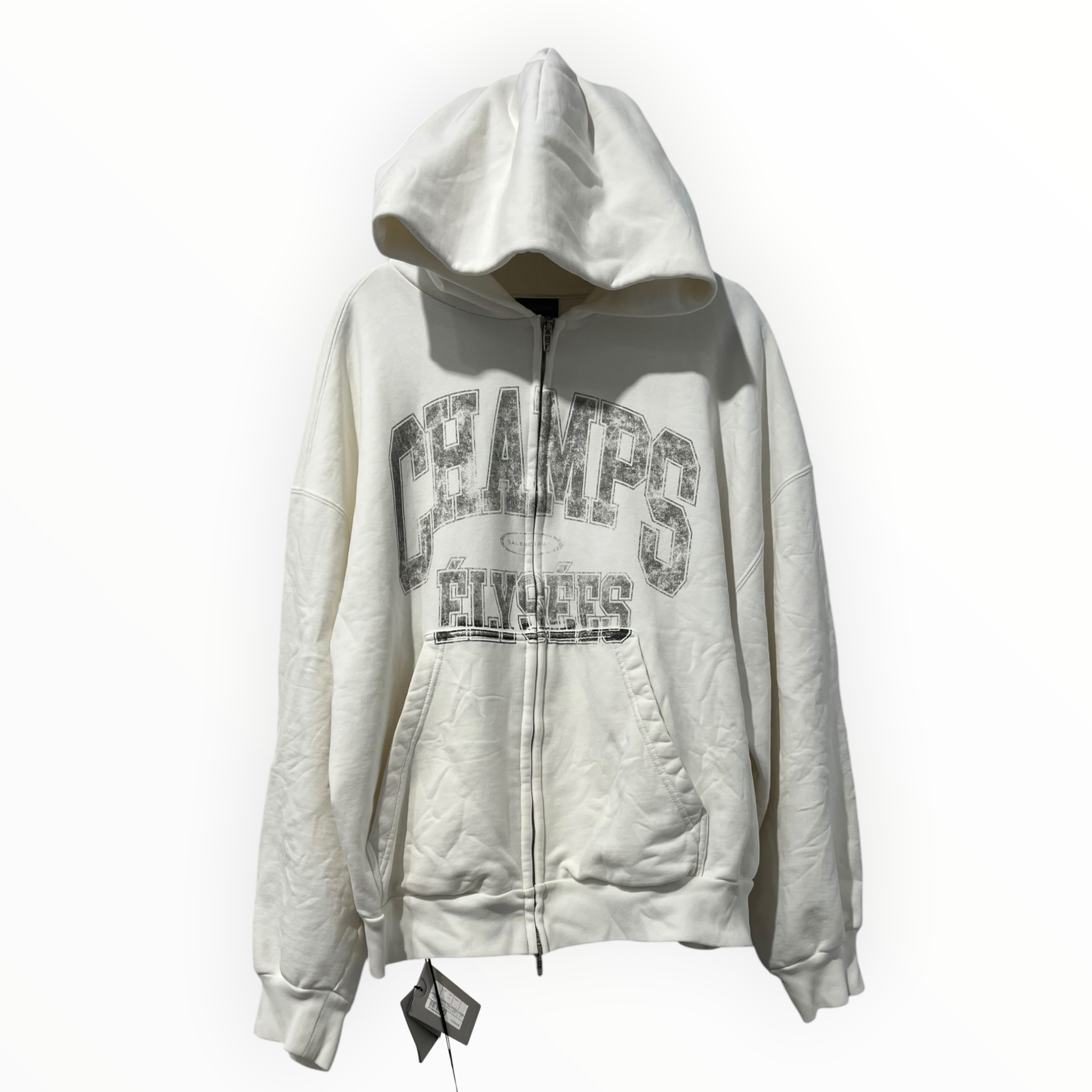 BALENCIAGA/Zip Up Hoodie/M/Cotton/WHT/CHAMPS-ELYSEES ZIP UP view 1