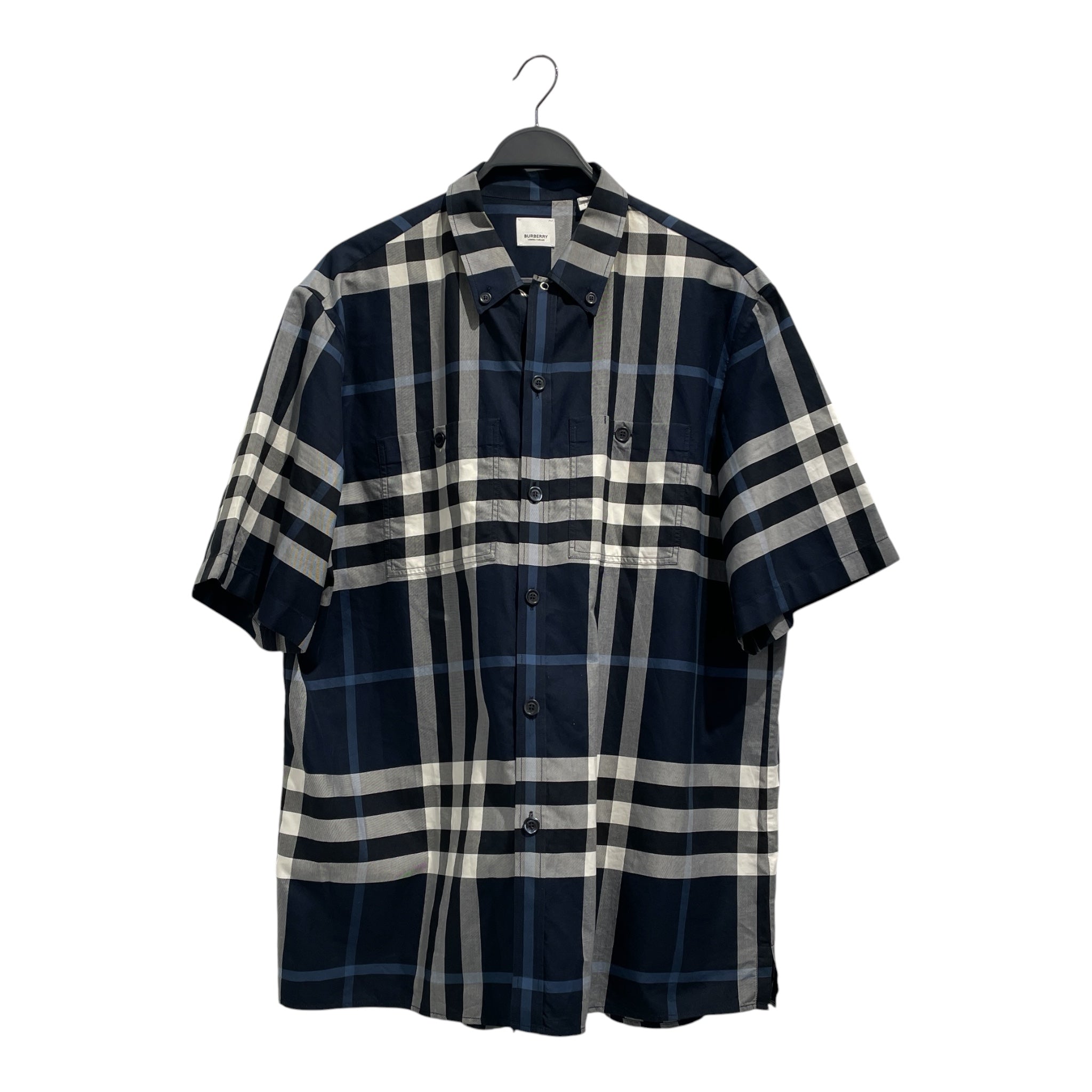 BURBERRY/SS Shirt/XL/Cotton/NVY/Plaid/8059466 - Willem Blue Check view 1