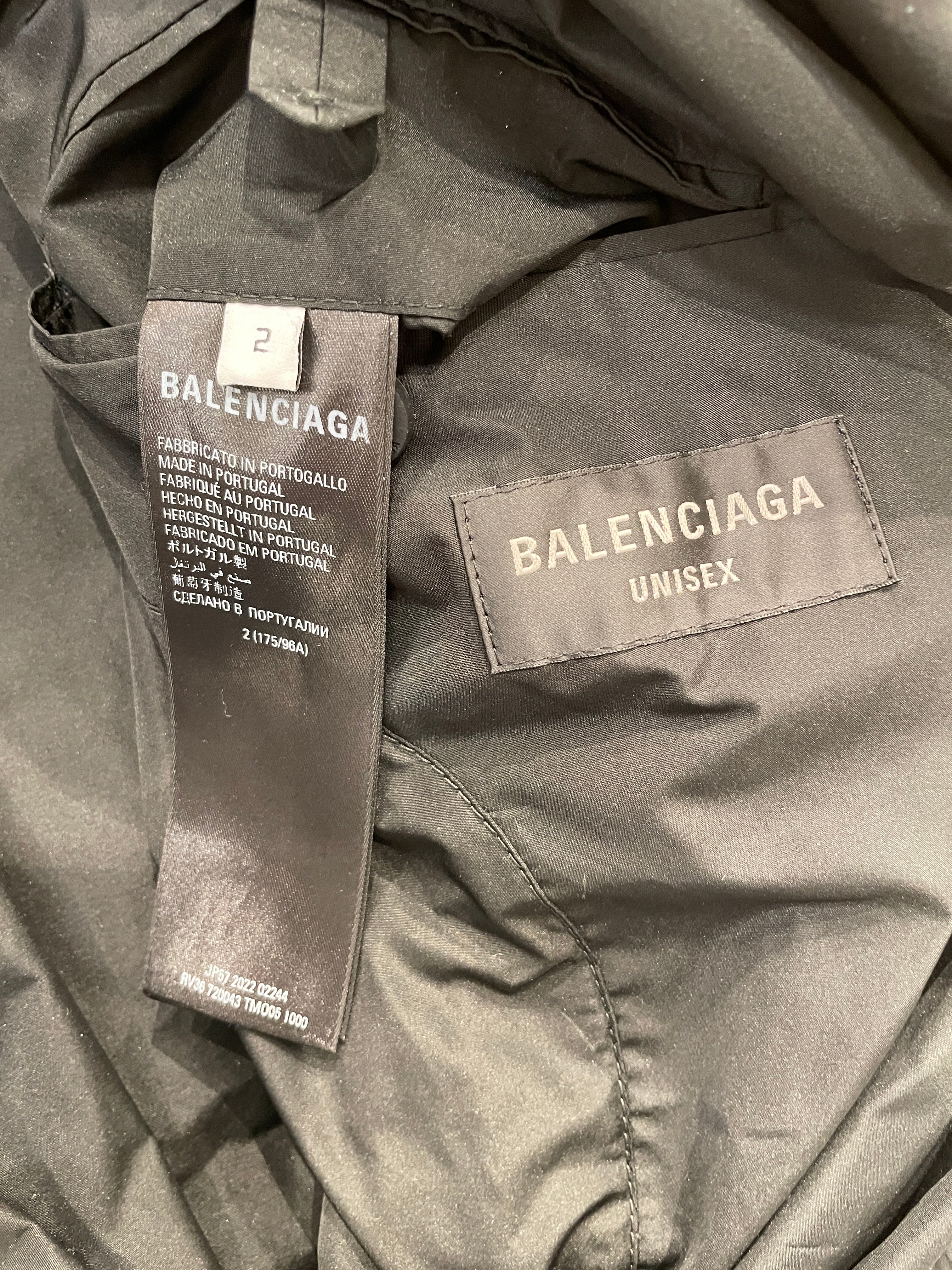BALENCIAGA/Tailored Jkt/2/Polyester/BLK/RUBBER BUTTON OVERSIZE JKT view 3