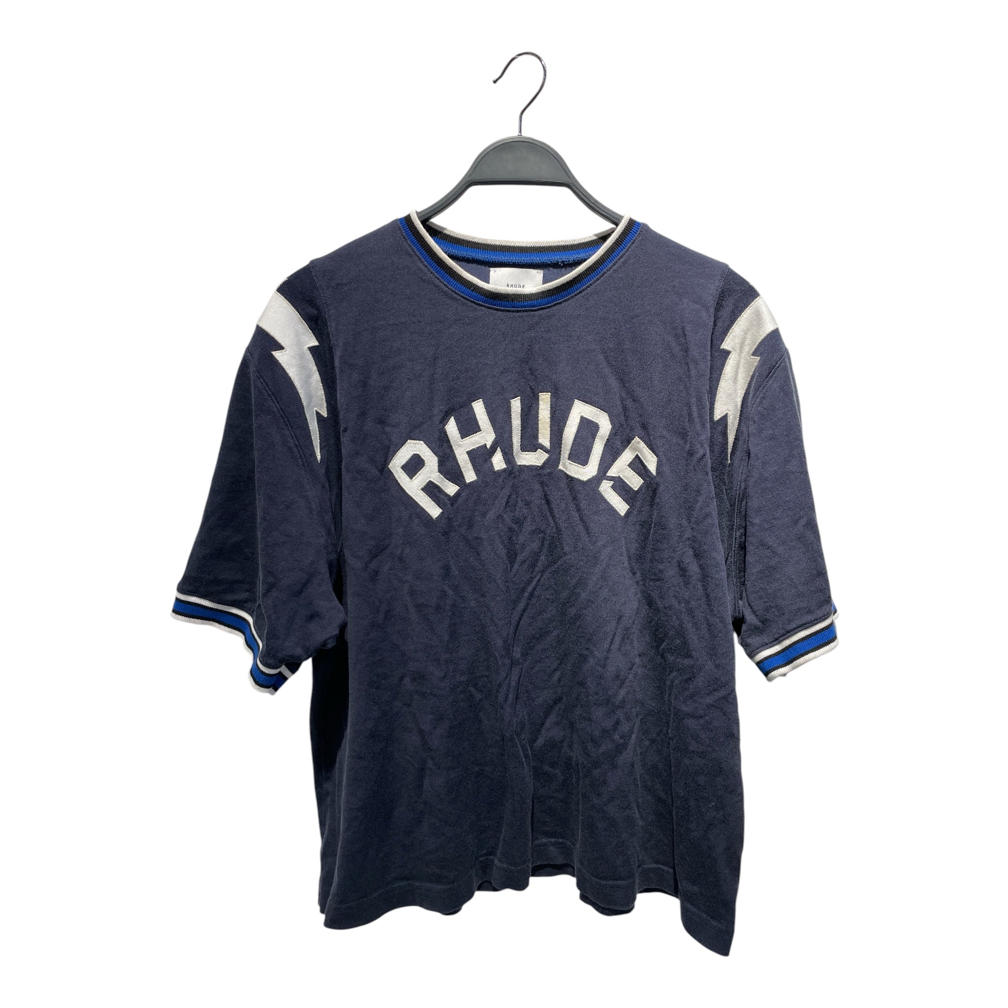 RHUDE/T-Shirt/L/Cotton/NVY/Graphic/LIGHTNING RINGER TEE view 1