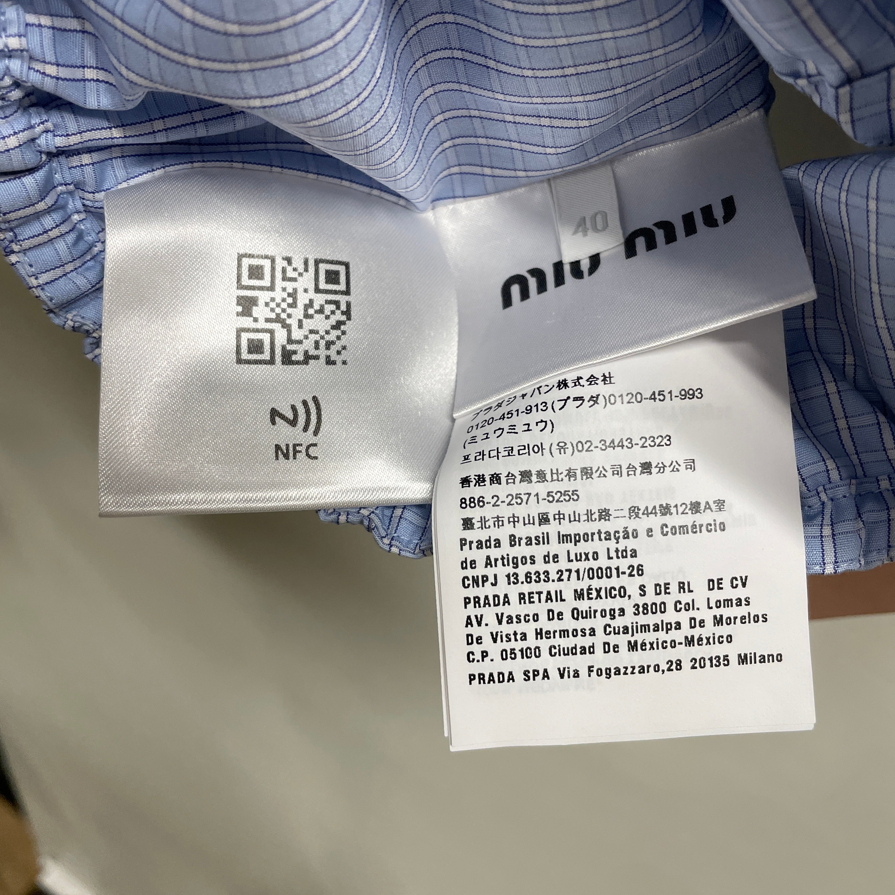 MIU MIU/Blouse/40/Plaid/Cotton/BLU/tube top button up view 3
