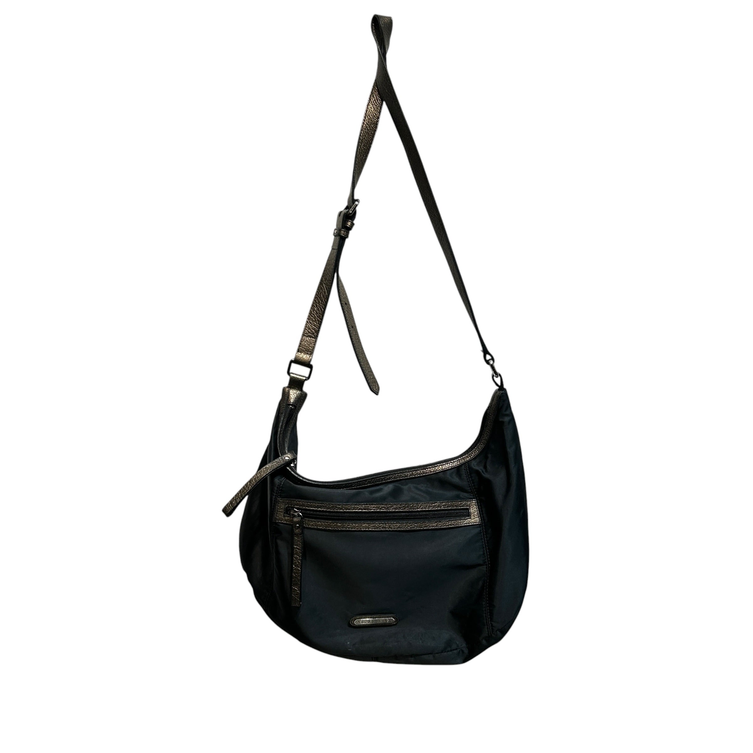 BURBERRY/Hand Bag/Nylon/BLK/hobo metallic trim view 1
