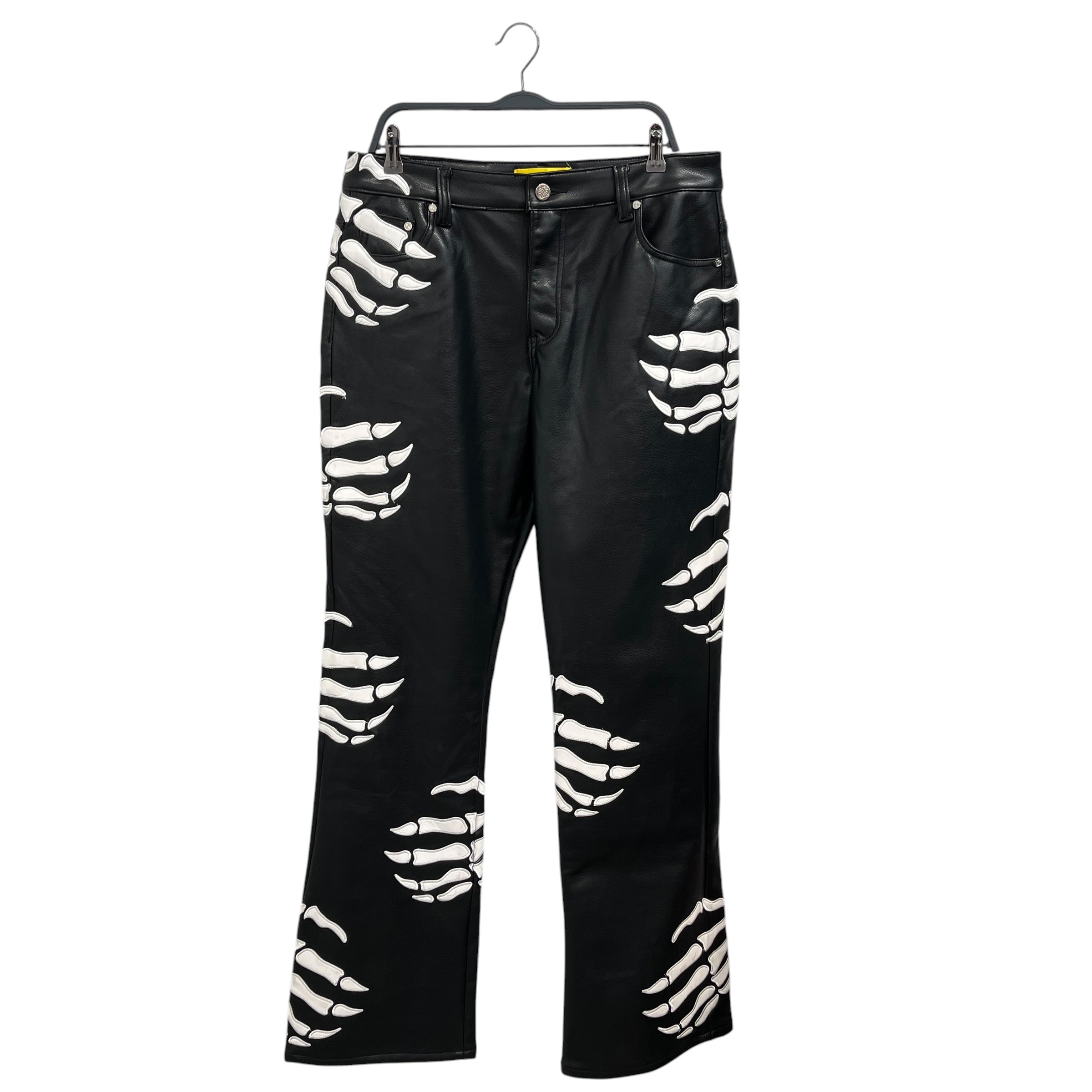 GUAPI/Bootcut Pants/36/Faux Leather/BLK/Graphic/Skeleton Hands view 1