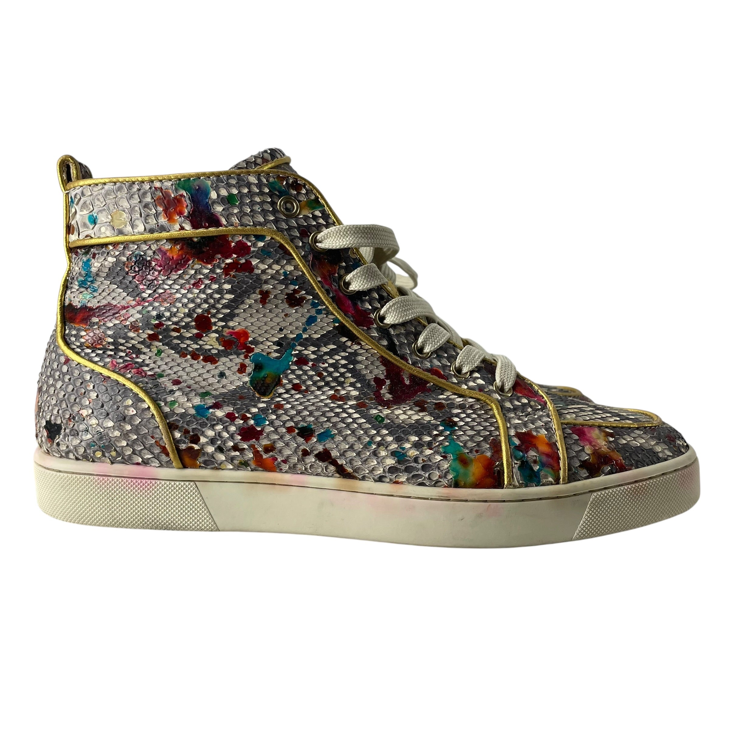Christian Louboutin/Hi-Sneakers/EU 44/All Over Print/Leather/BEG/SNAKE SKIN + PAINT SPLATTER view 2
