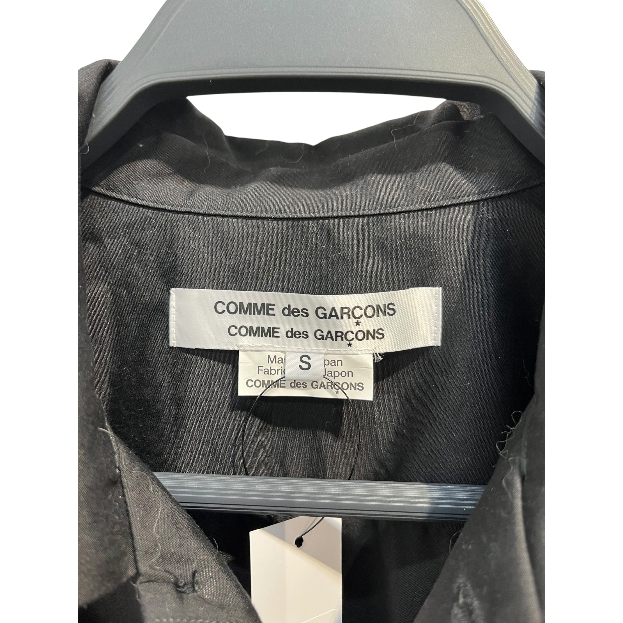 COMME des GARCONS/LS Blouse/S/Cotton/BLK/ruffle front button down view 3