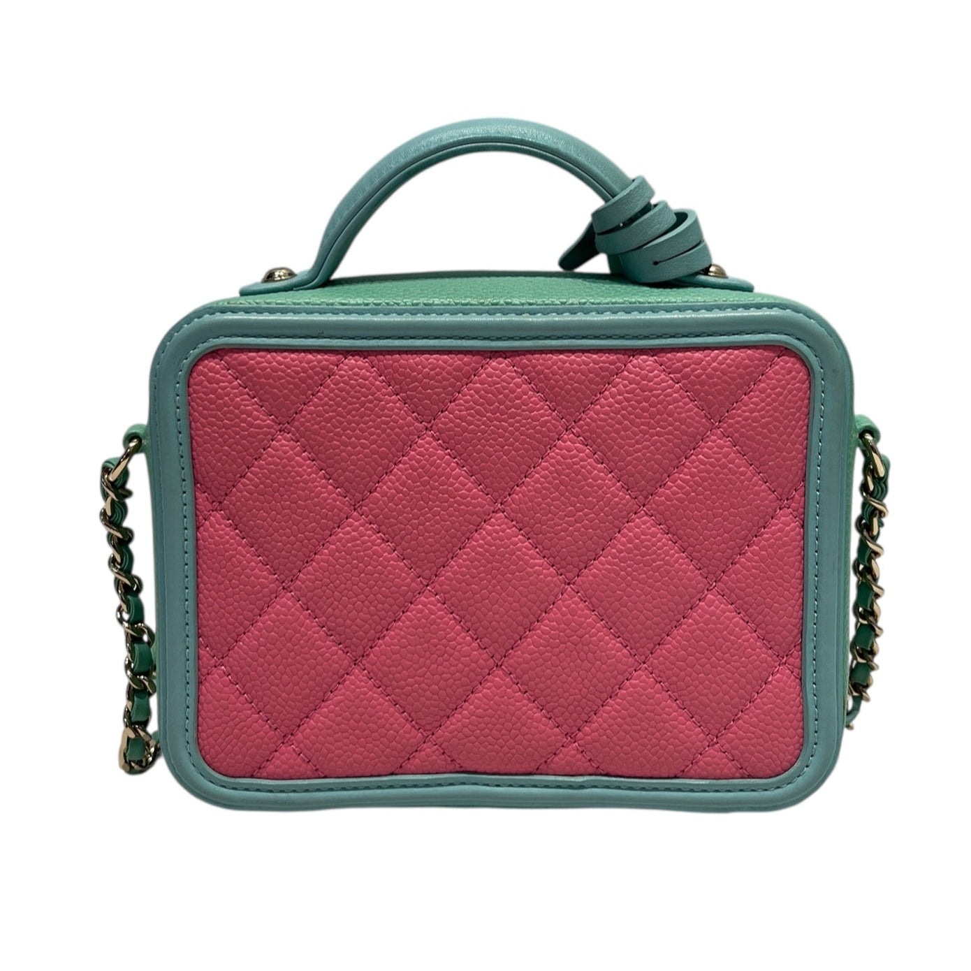 CHANEL/Cross Body Bag/S/Leather/PNK/CHANEL pink/green cross body view 2