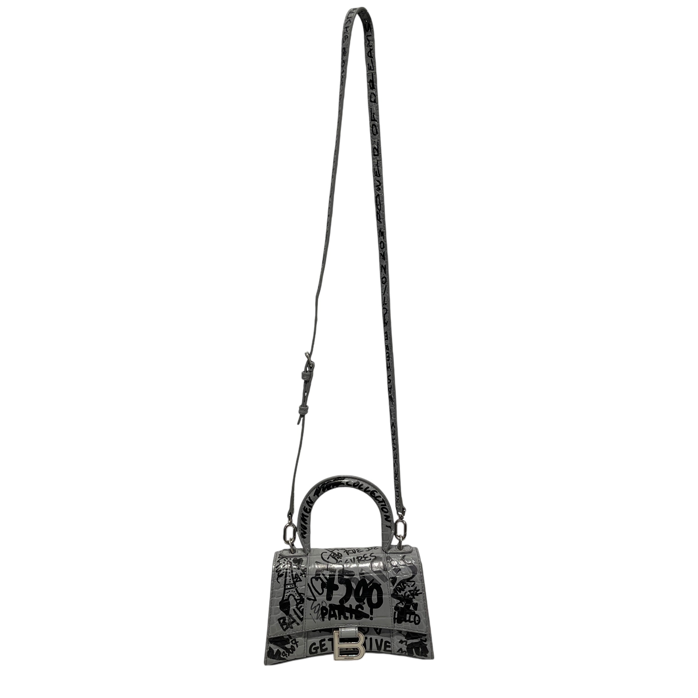 BALENCIAGA/Hand Bag/All Over Print/Leather/GRY/GRAFITTI HOURGLASS view 1