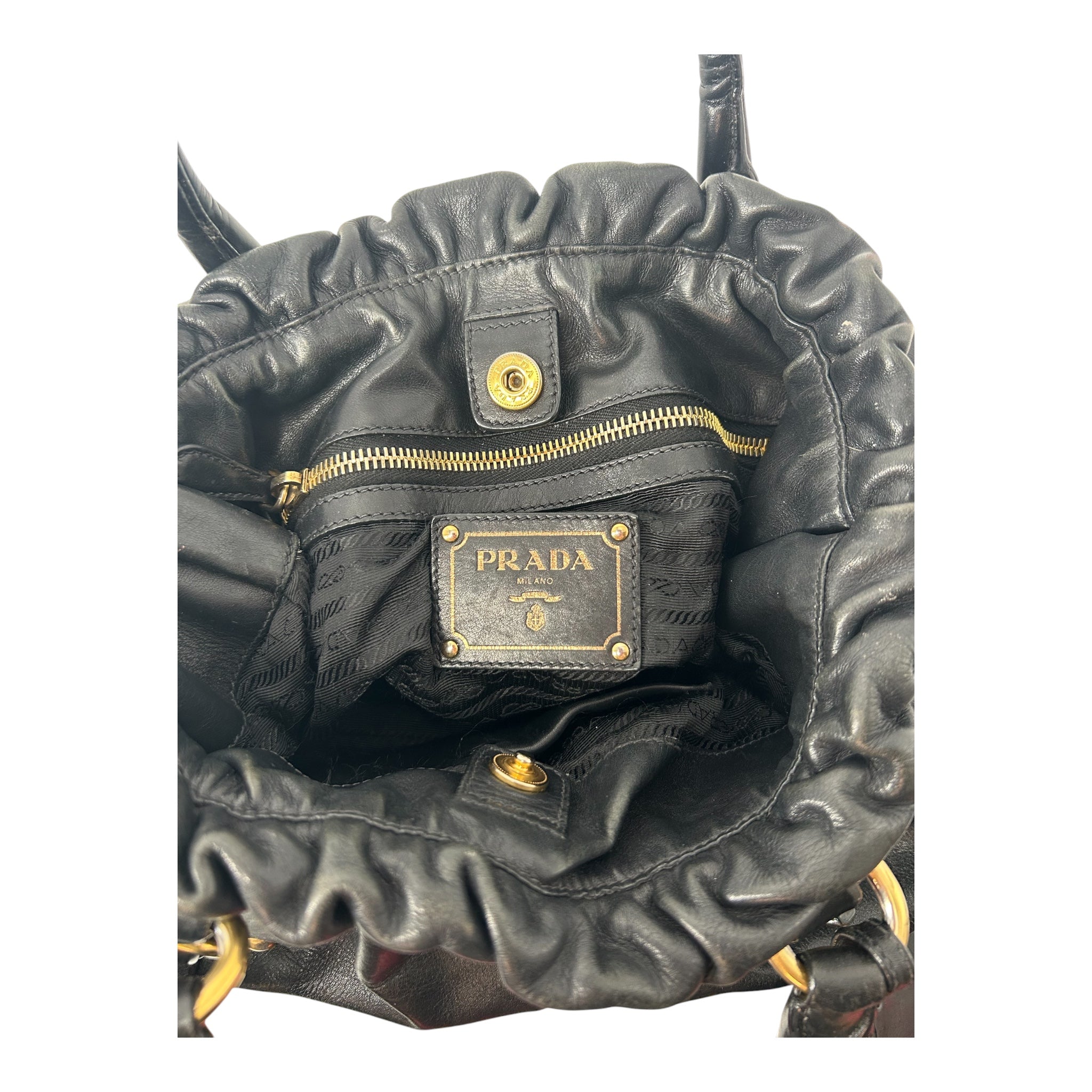 PRADA/Bag/BLK/CALFSKIN VITELLO GATHERED BAG view 6