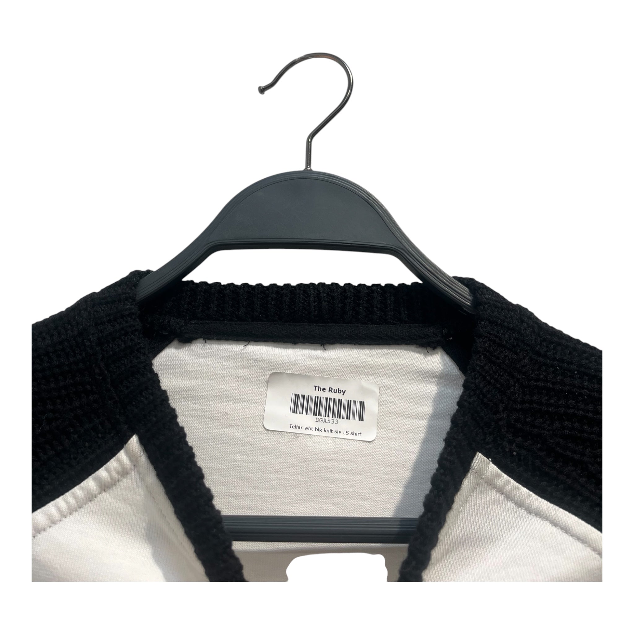 Telfar/Sweatshirt/Cotton/WHT/black knit sleeve sample view 3