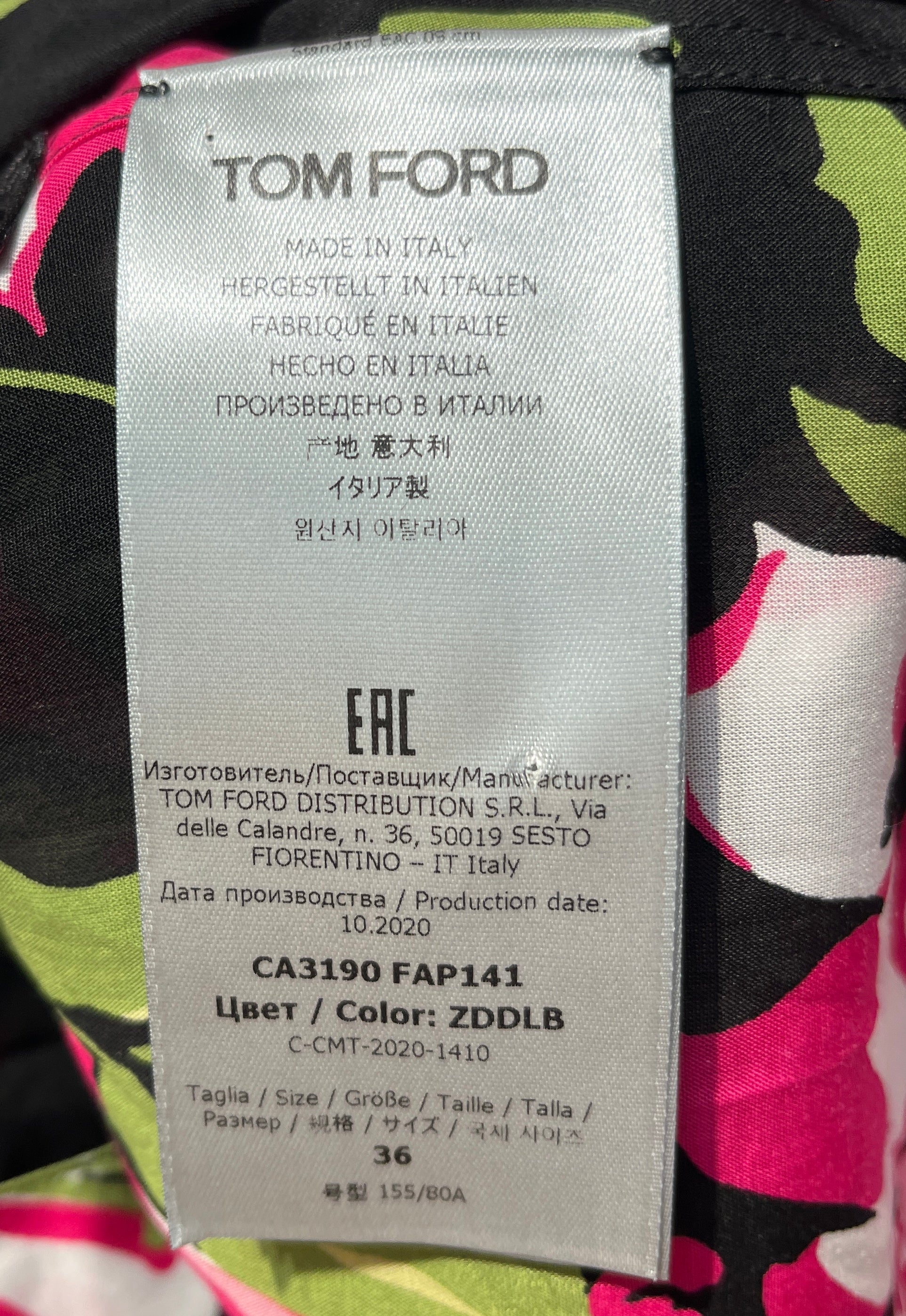 TOM FORD/Hawaiian Shirt/S/Silk/BLK/All Over Print/FLORAL PNK GRN view 5