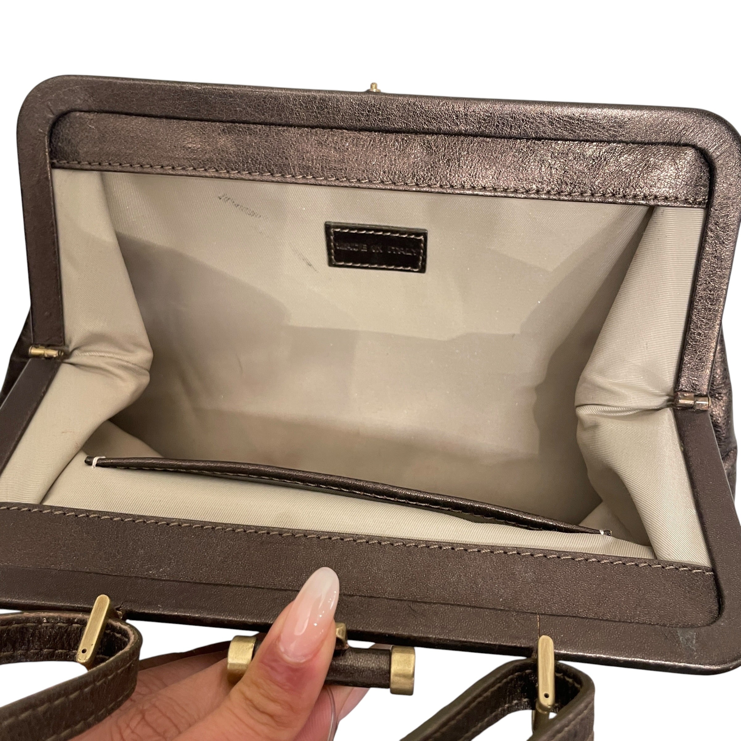 BURBERRY/Clutch Bag/Leather/BRW/METALLIC view 3