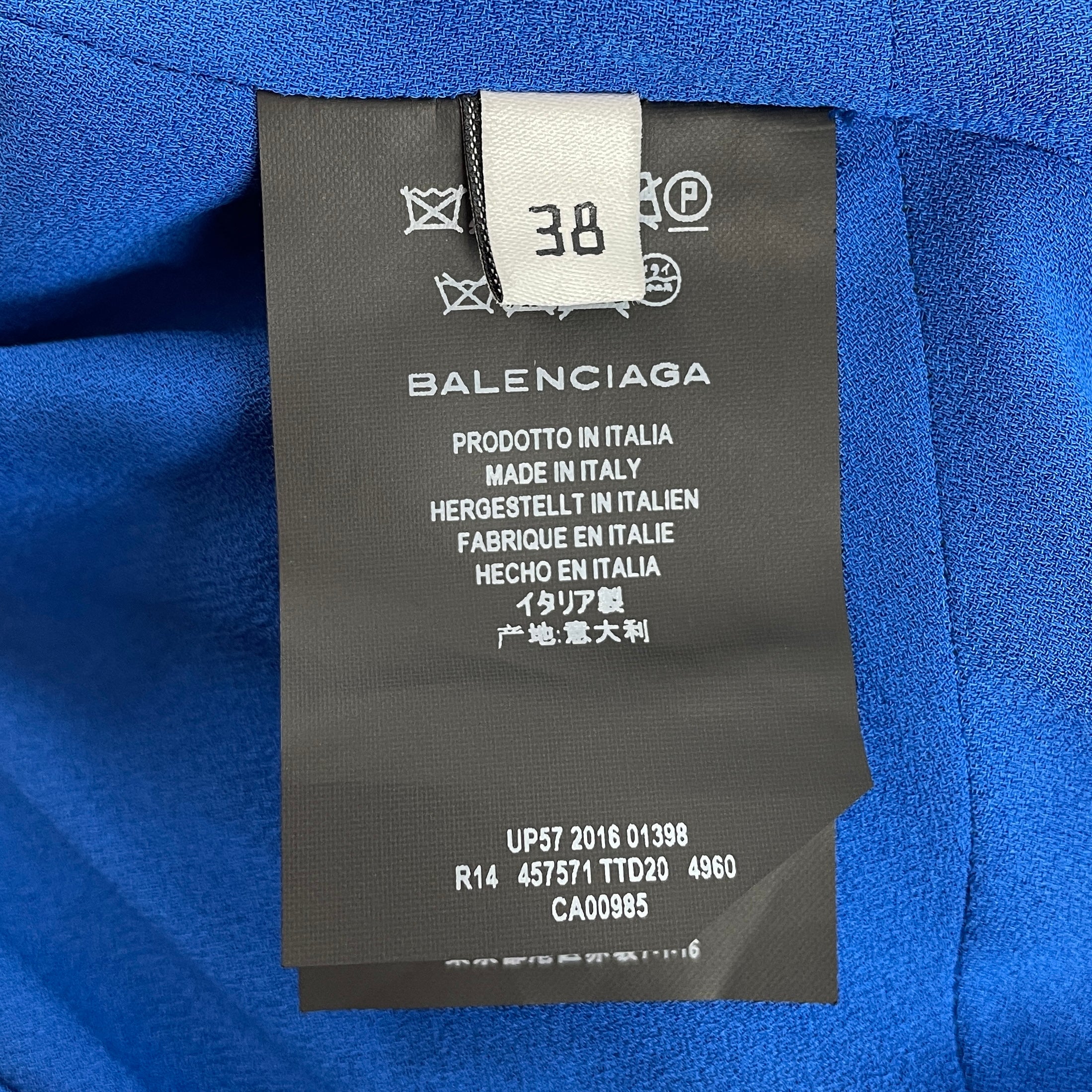 BALENCIAGA/LS Dress/38/Polyester/BLU/2016 TIE AND PLEATED COLLAR view 4