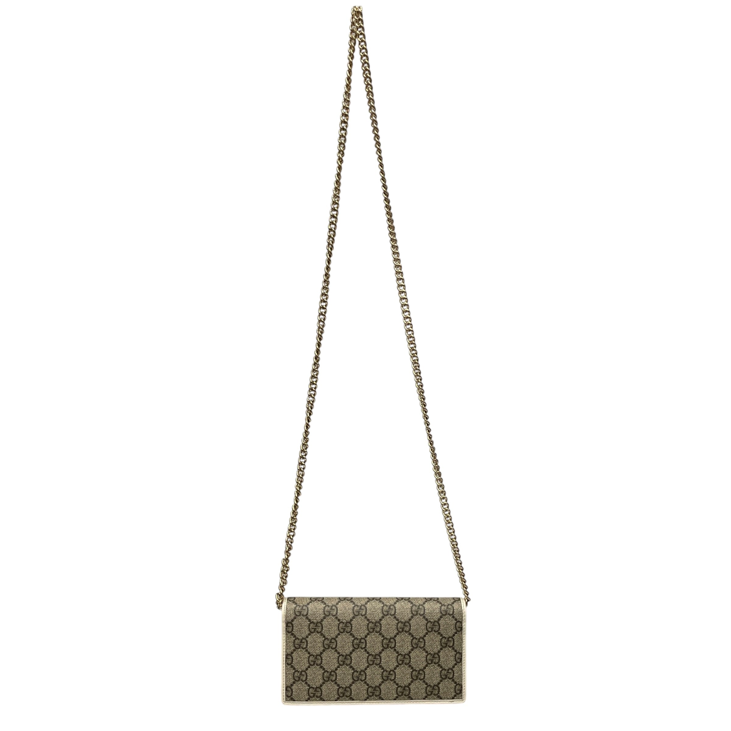 GUCCI/Cross Body Bag/Monogram/Leather/KHK/HORSEBIT WALLET ON CHAIN view 3