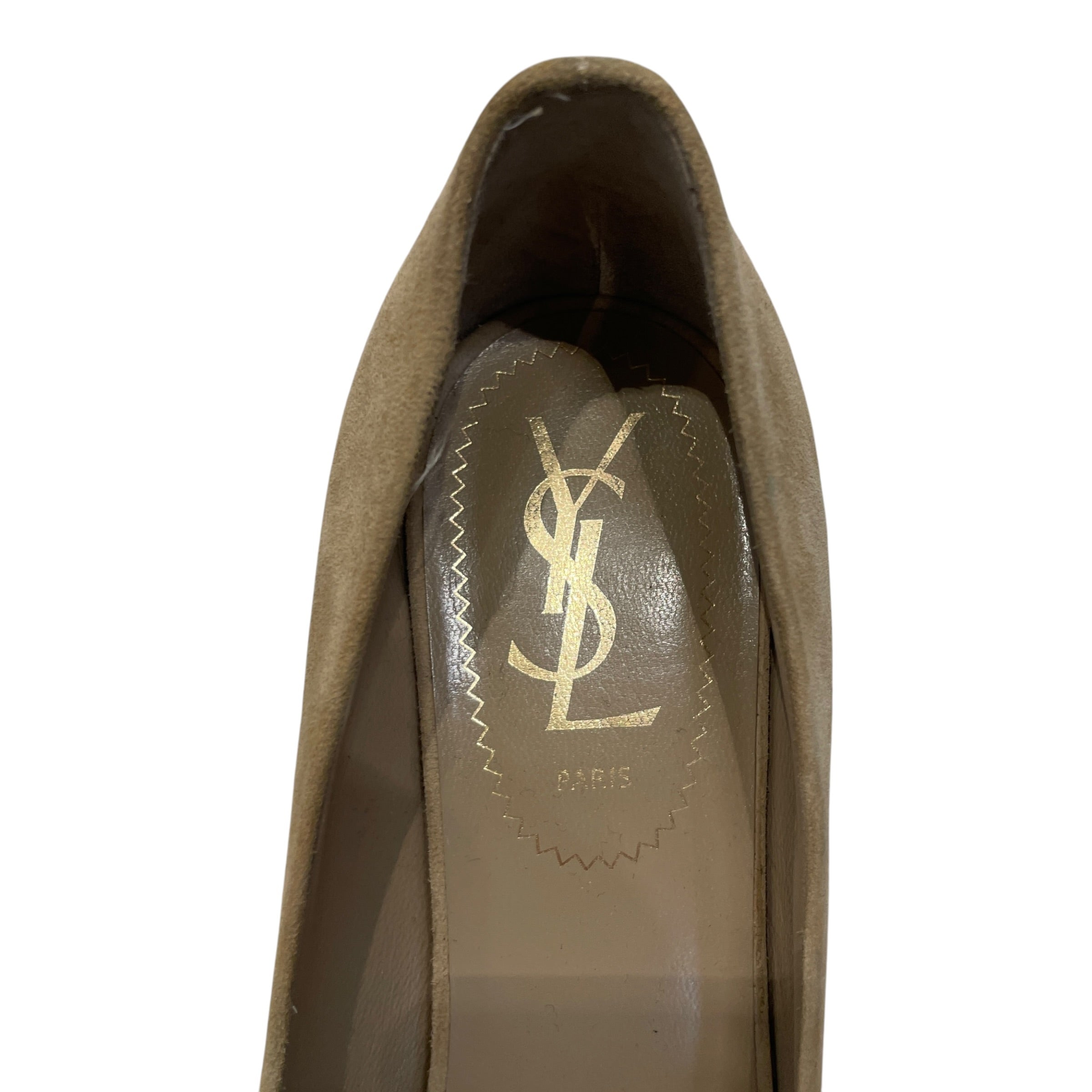 YVES SAINT LAURENT/Heels/EU 37/Suede/BEG/Open-Toe/YSL PLATFORM view 7