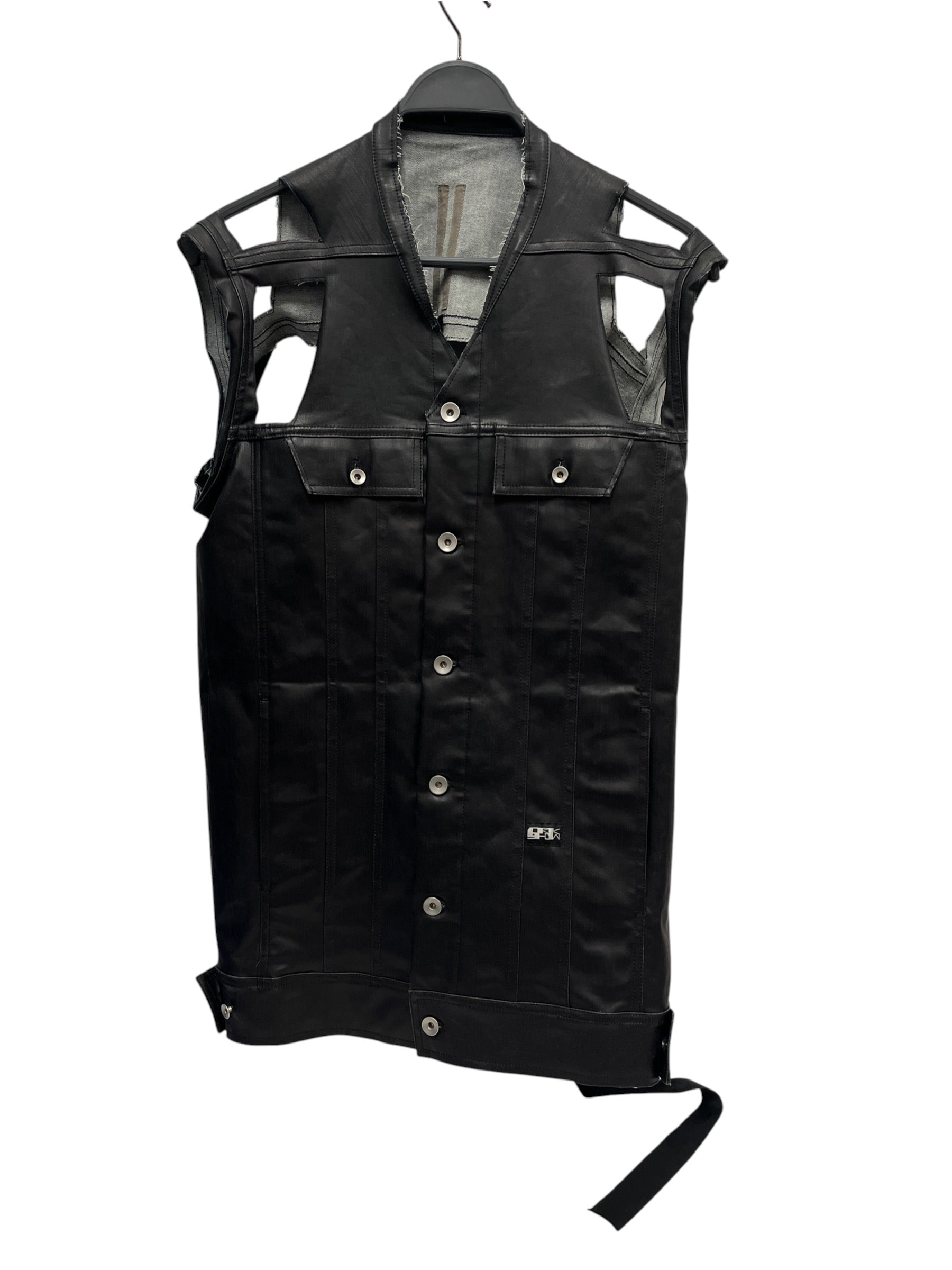 RICK OWENS DRKSHDW/Vest/S/Leather/BLK/JUMBVO TRUCKER SL view 1