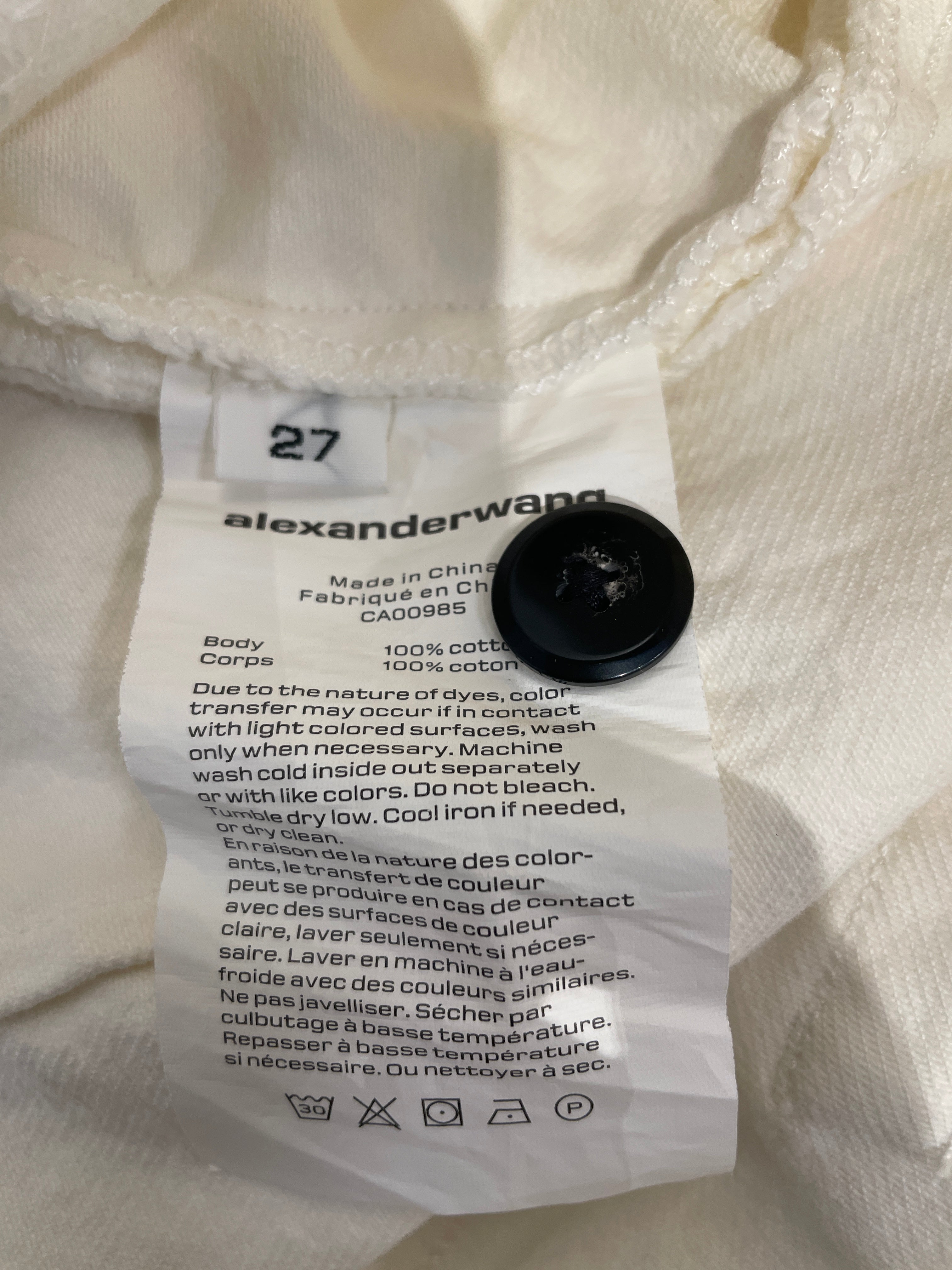 Alexander Wang/Shorts/27/Denim/WHT/tie front view 4