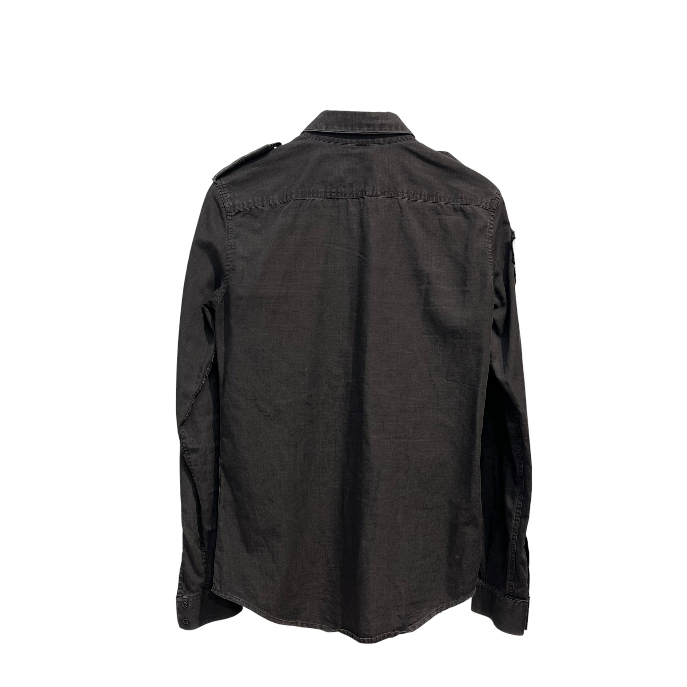 BALMAIN/LS Shirt/36/Cotton/GRY/B SHOULDER PATCH, EAGLE SLVR view 2
