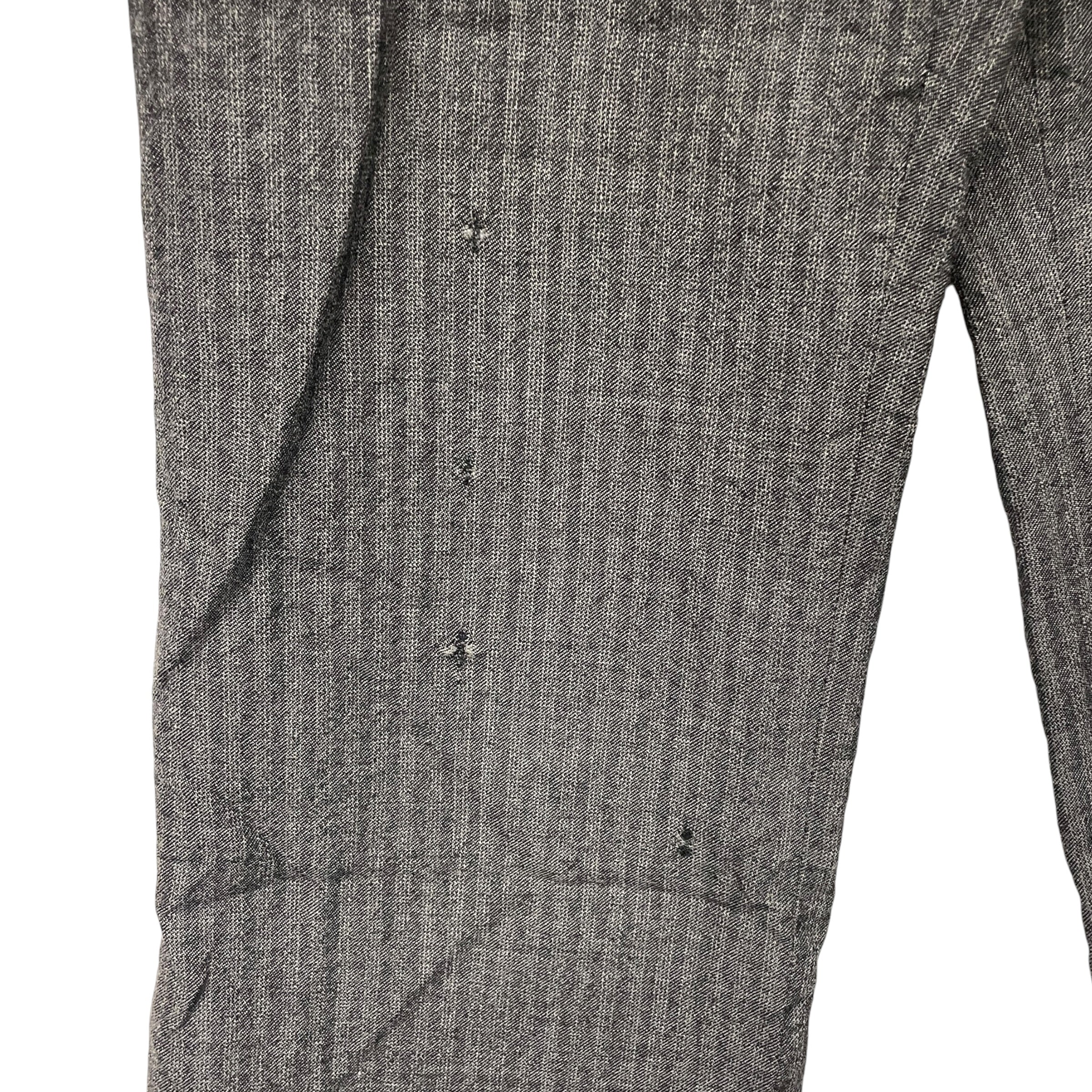 ANN DEMEULEMEESTER/Wide Leg Pants/32/Stripe/Wool/GRY/ view 3
