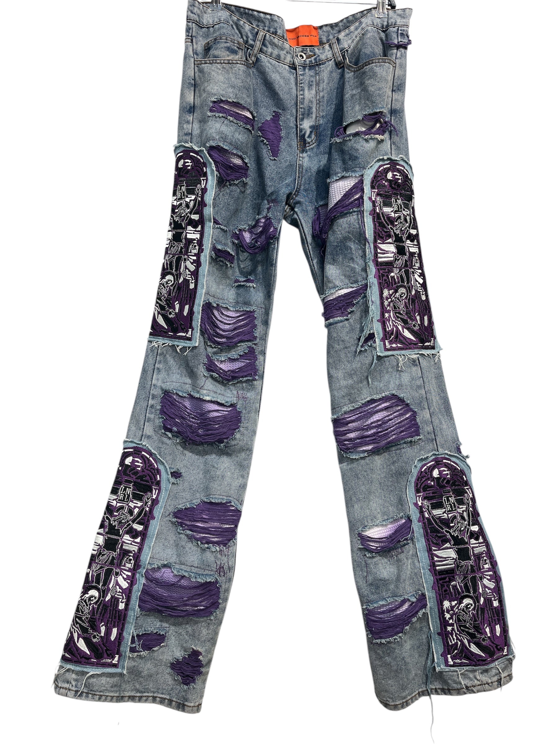 WHO DECIDES WAR/Pants/36/Cotton/PPL/DISTRESSED WINDOW PANE JEANS view 1