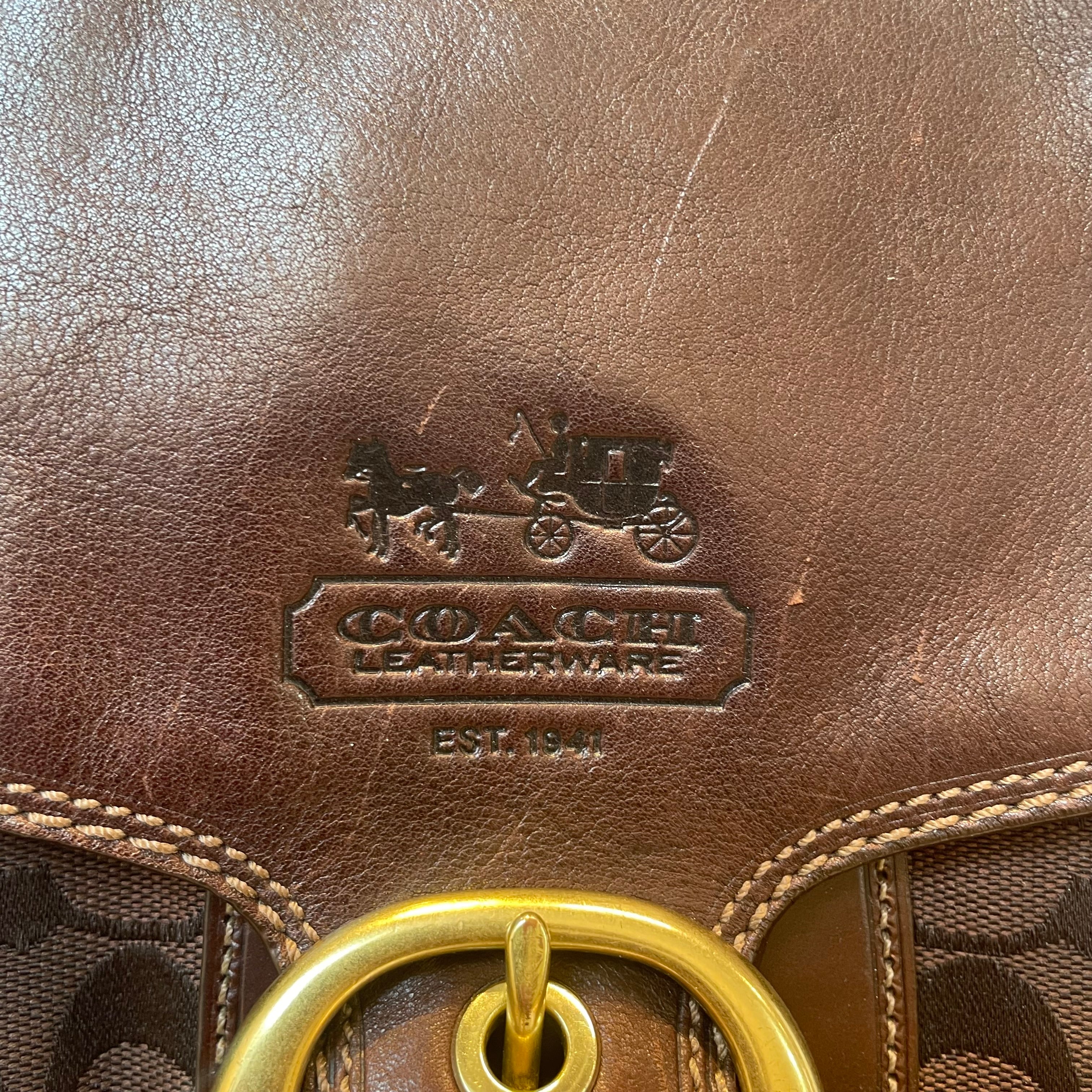 COACH/Bag/Monogram/BRW/vintage/big gld buckle/drk brw view 3