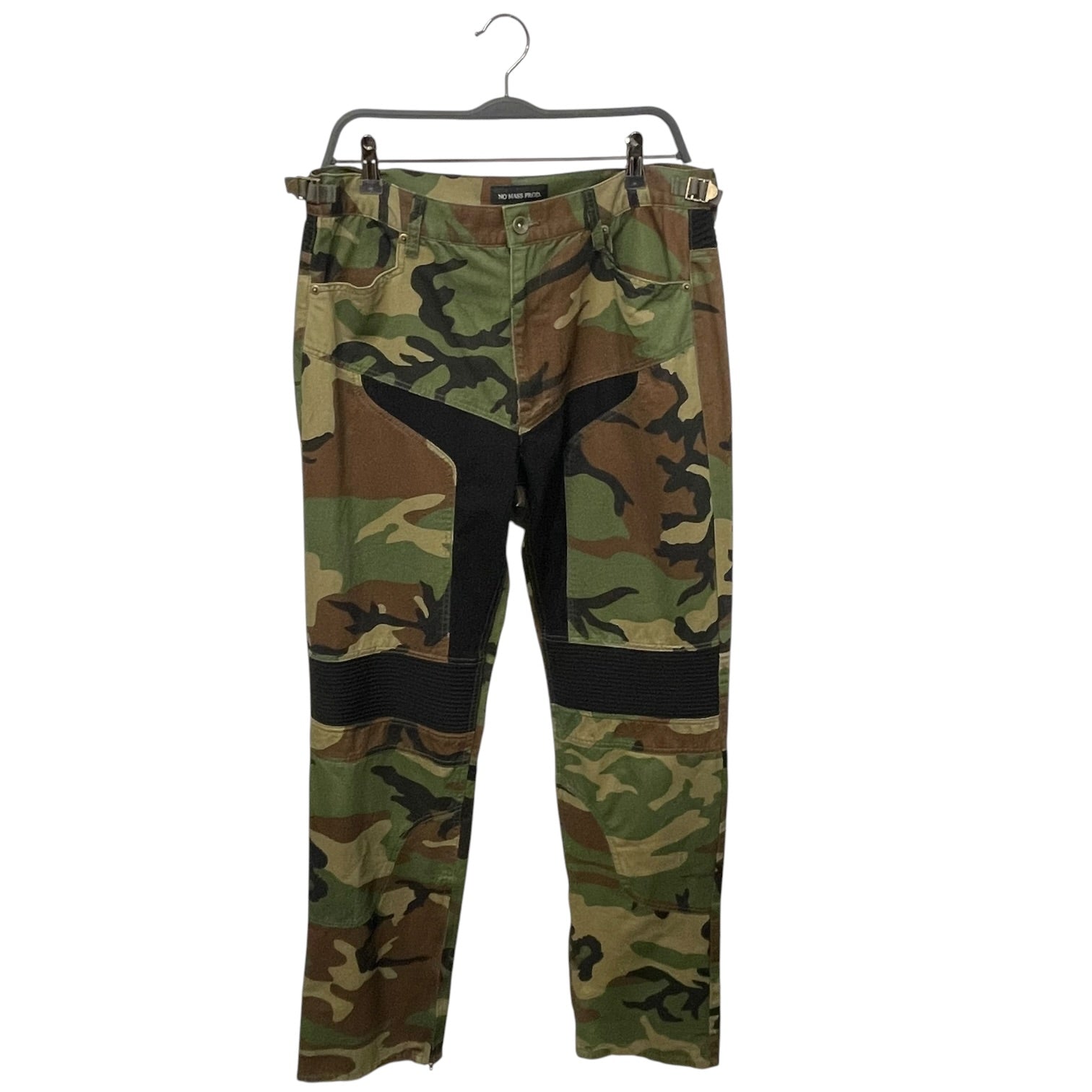 NO MASS PROD. /Straight Pants/M/Cotton/GRN/Camouflage/BLACK PANELLED BIKER view 1
