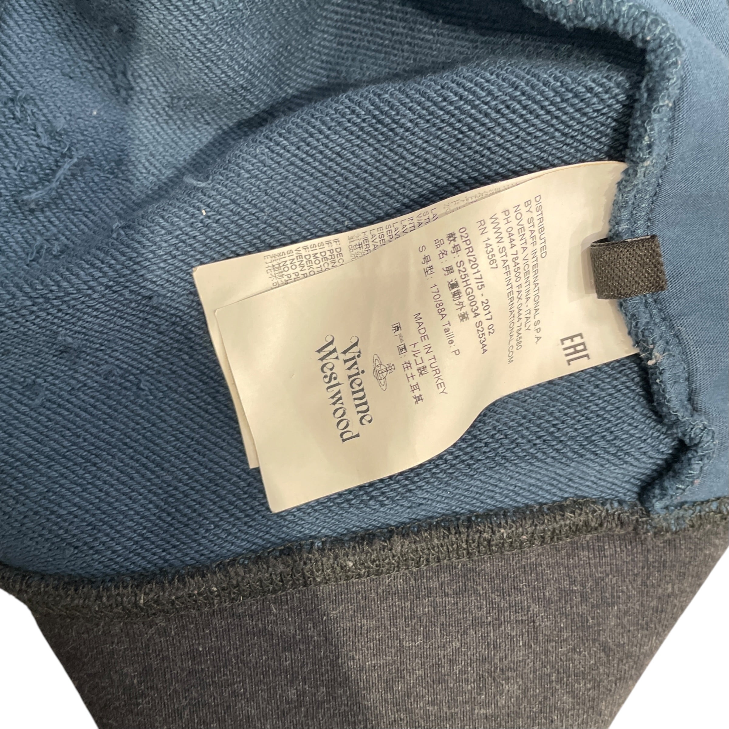 Vivienne Westwood/Zip Up Hoodie/S/Cotton/NVY/SPLITBLACKANDBLUE view 3