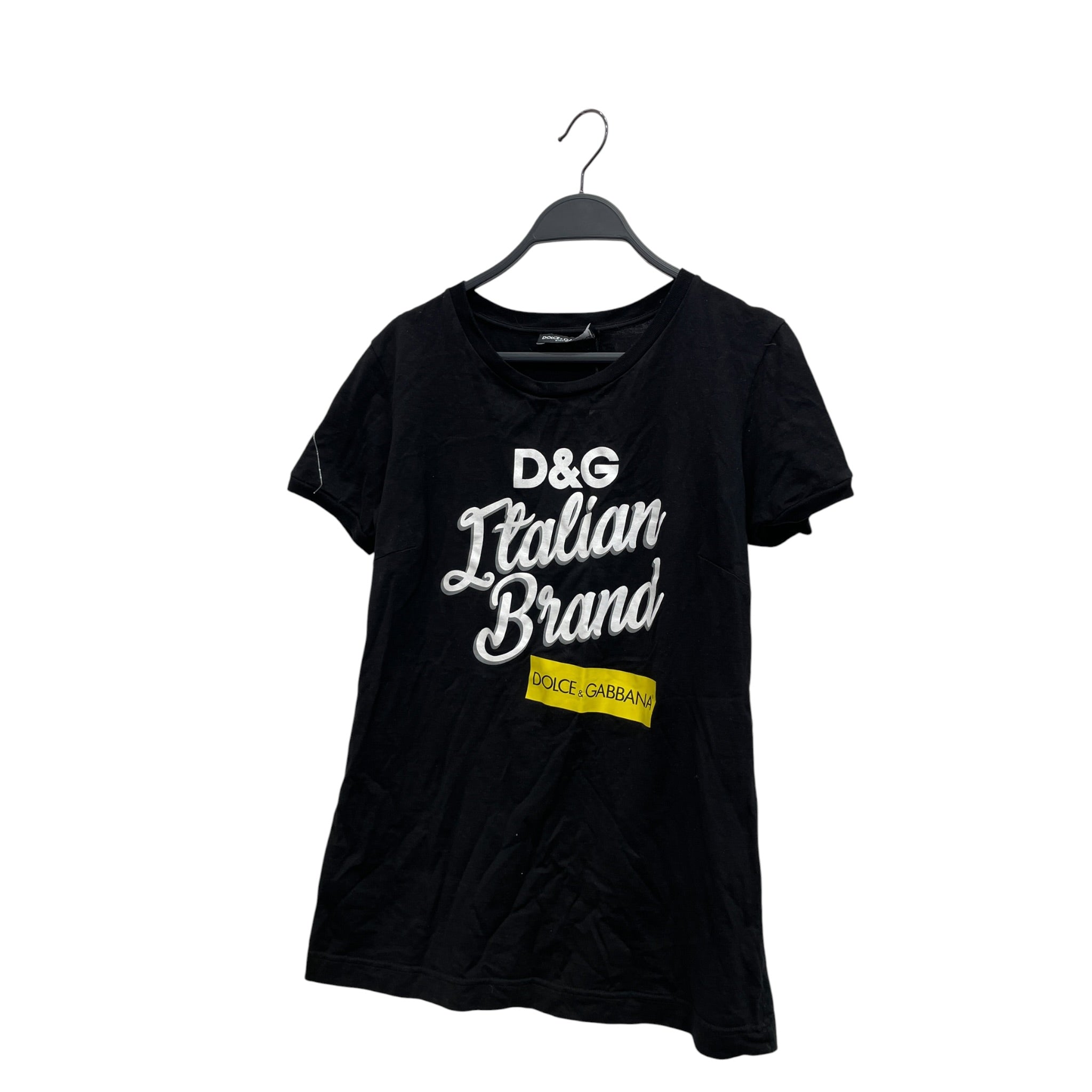 DOLCE&GABBANA/3|4 T-Shirt/38/Cotton/BLK/WHT ITALIAN BRAND TEXT view 1