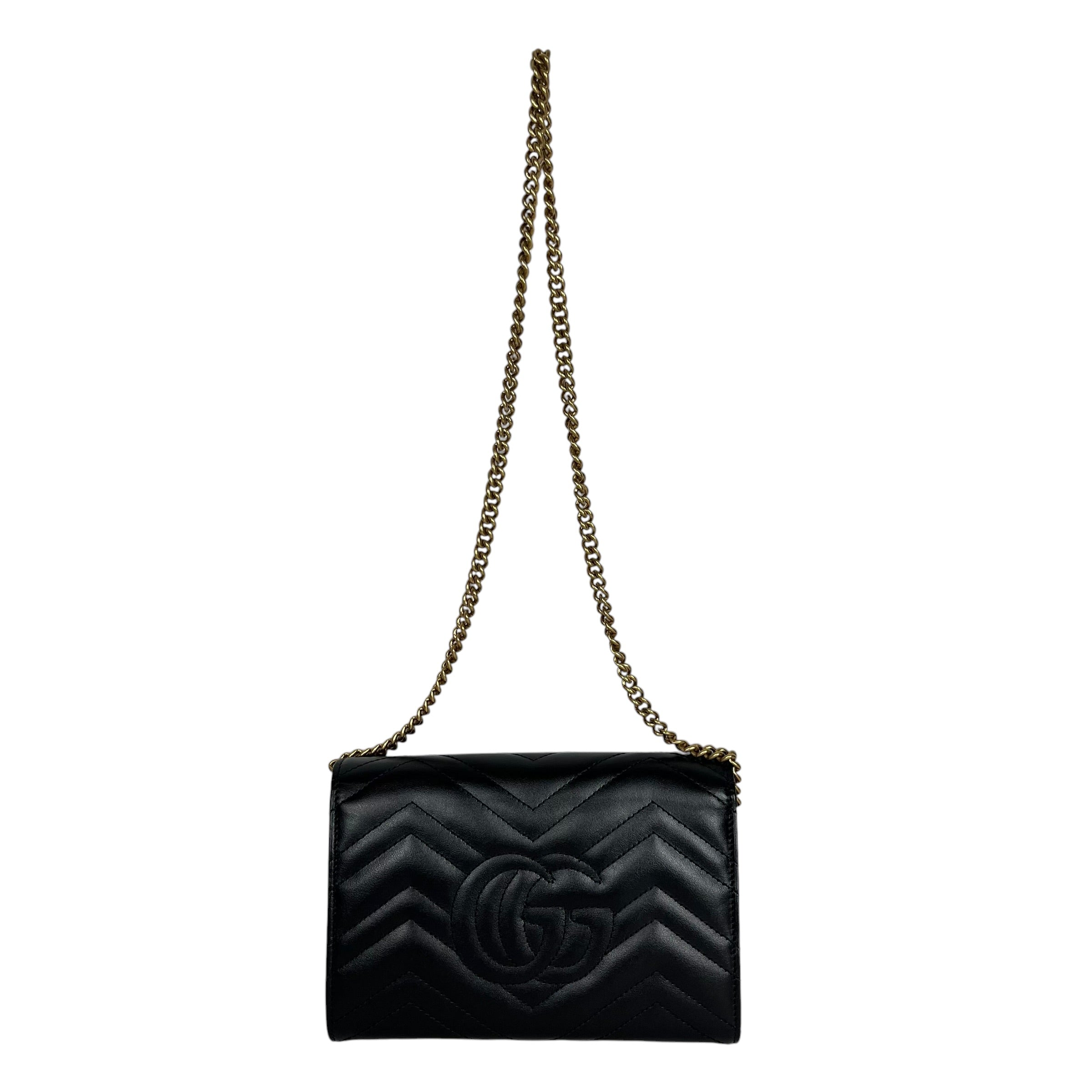 GUCCI/Cross Body Bag/Leather/BLK/MARMONT view 2