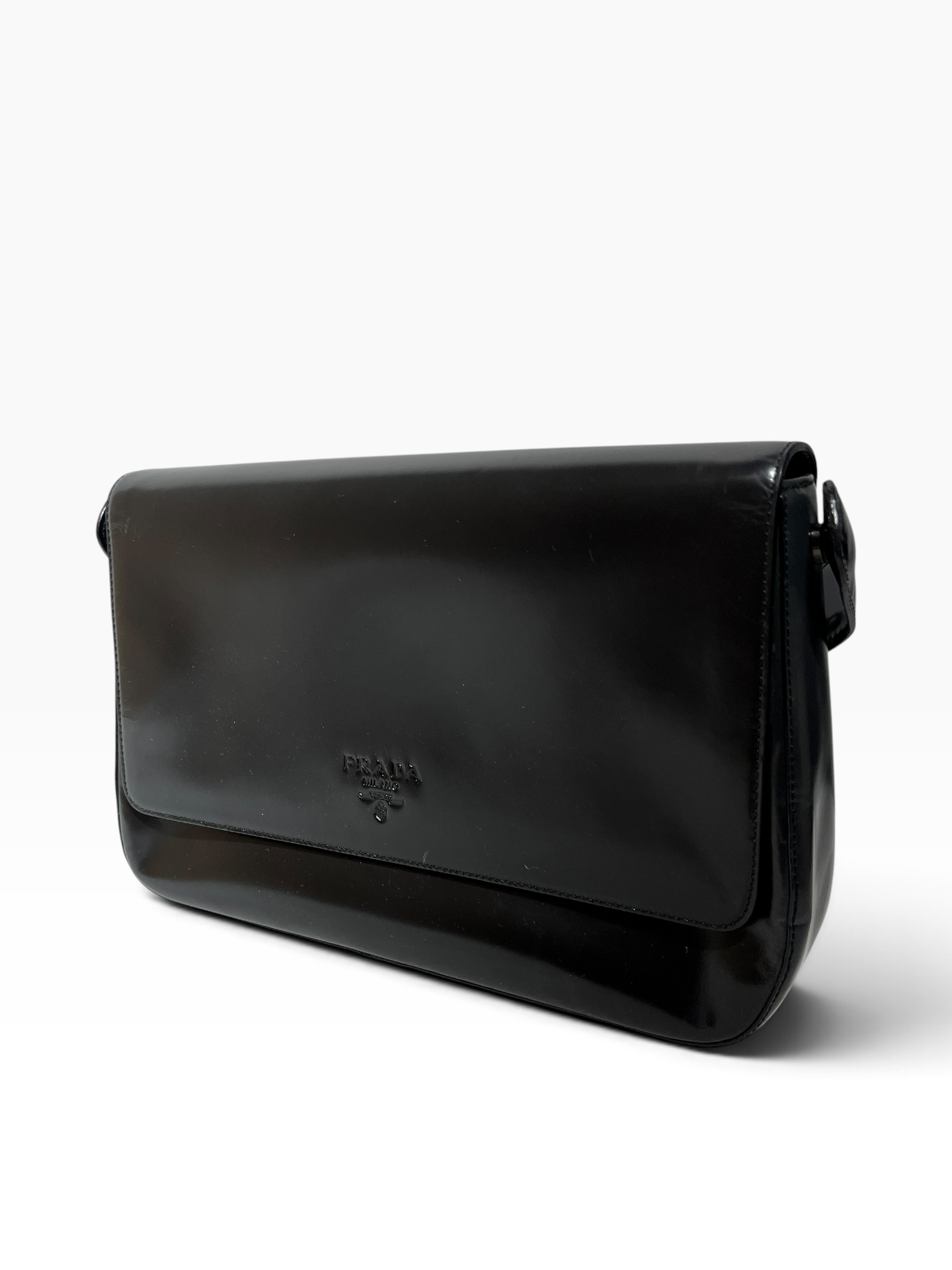 PRADA/Hand Bag/Leather/BLK/patent shoulder bag view 4