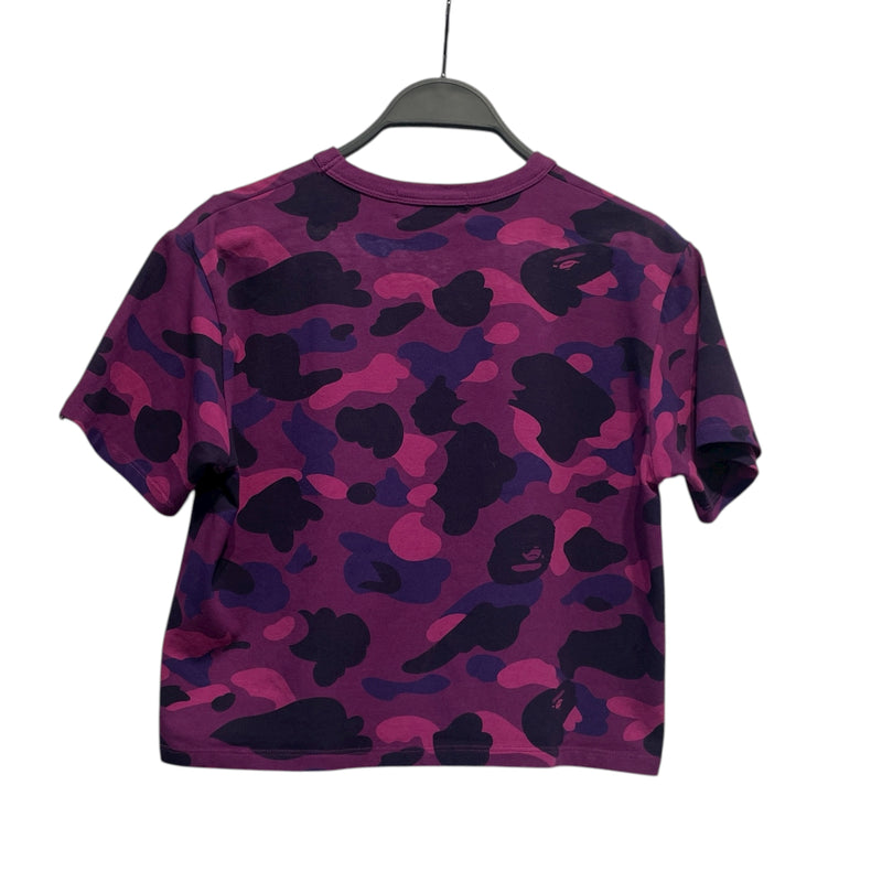 A BATHING APE/T-Shirt/S/Camouflage/Cotton/PPL/LOGO+APE FRONT CROPPED TOP