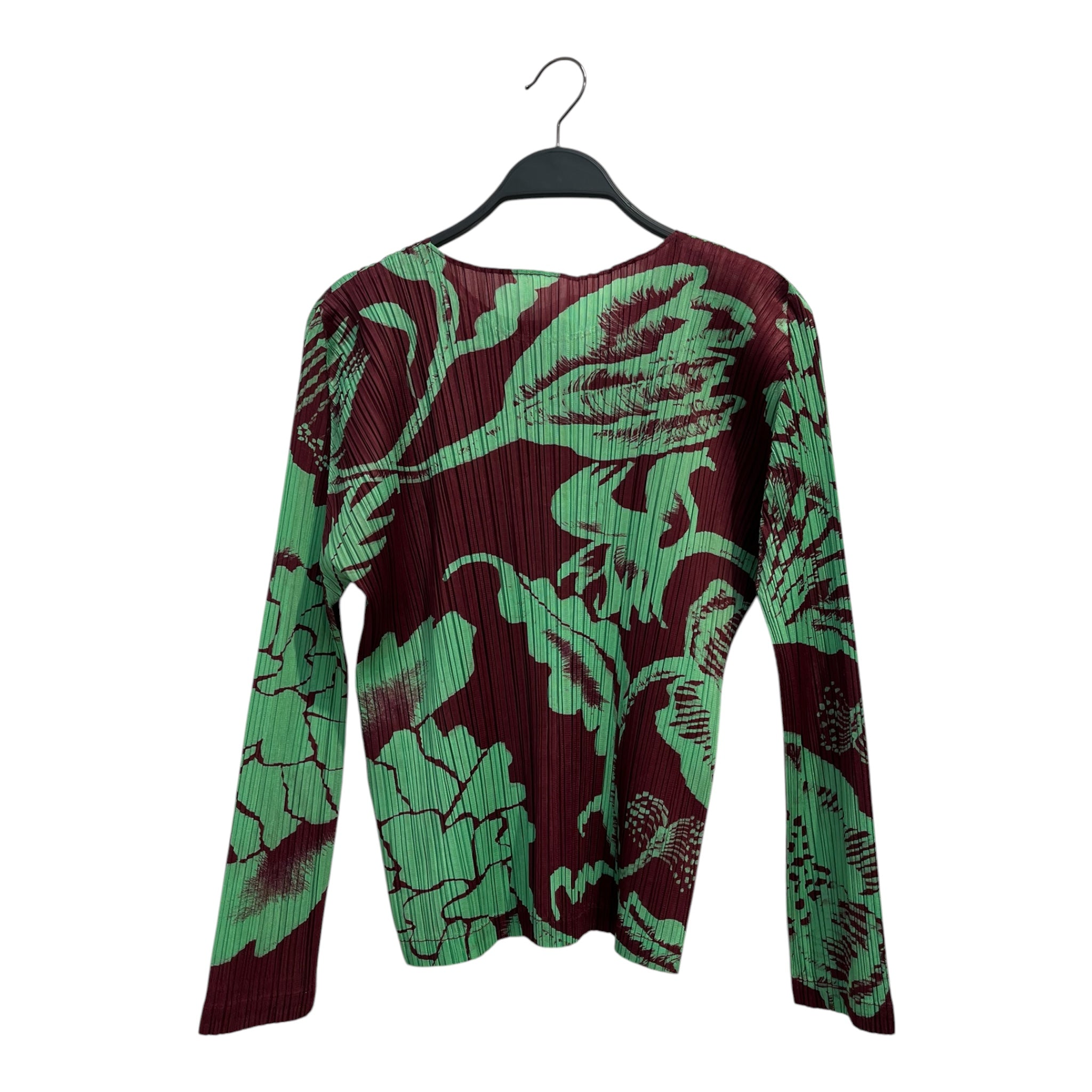 PLEATS PLEASE ISSEY MIYAKE/LS Blouse/3/Floral Pattern/Polyester/GRN/plum/grn view 2