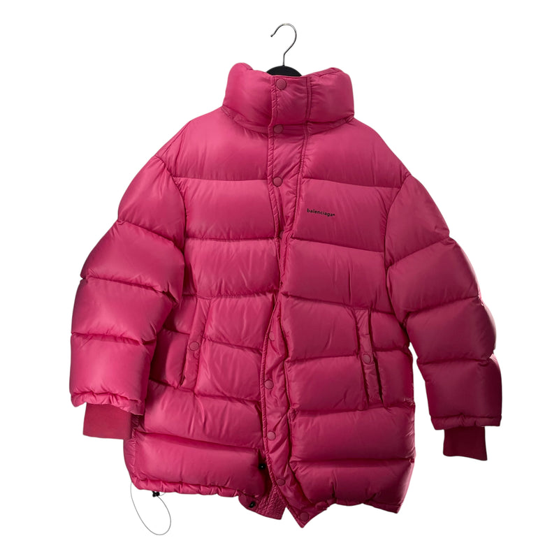 BALENCIAGA/Puffer Jkt/36/Polyester/PNK/BLACK LOGO ON FRONT