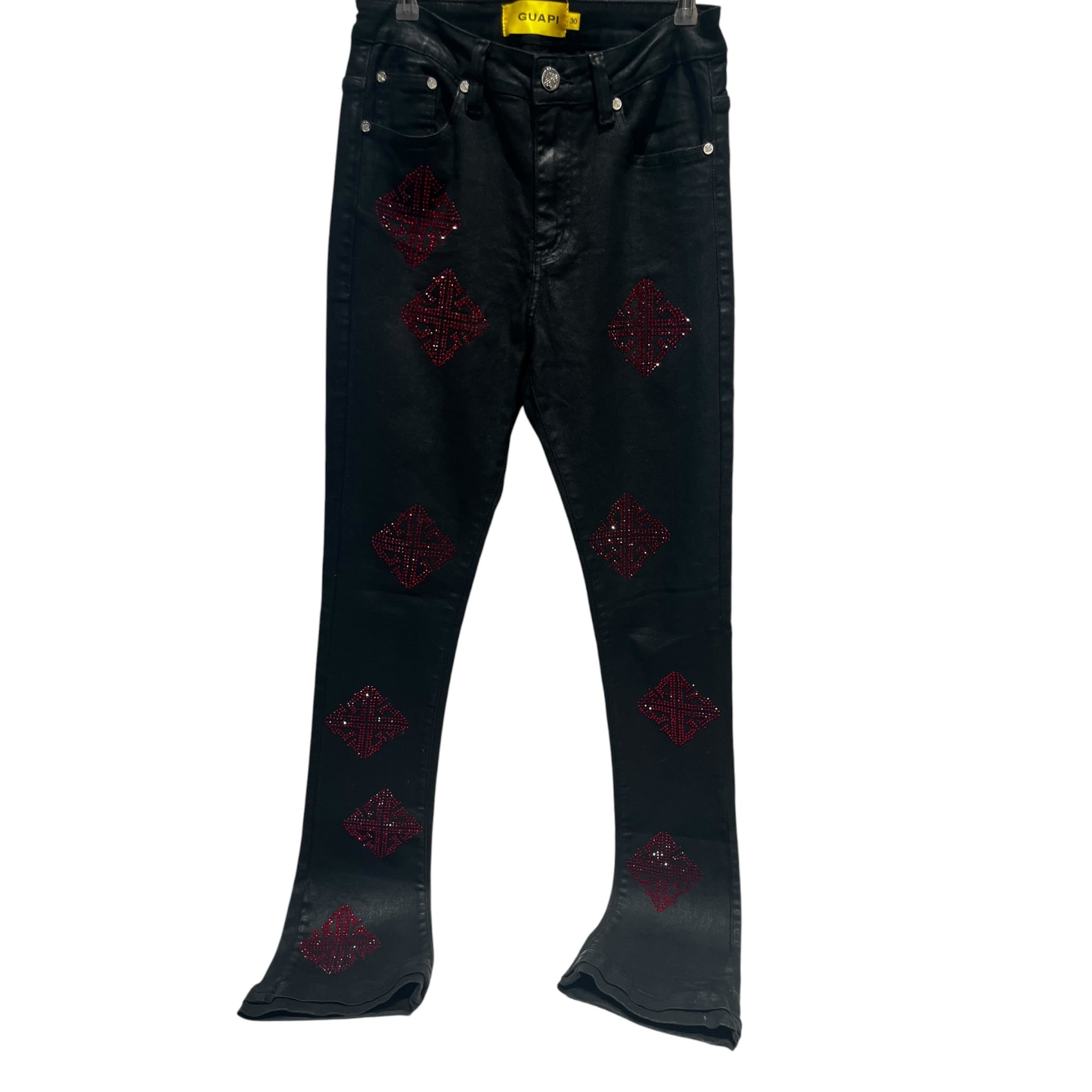 GUAPI/Bootcut Pants/30/BLK/bedazzled design view 1