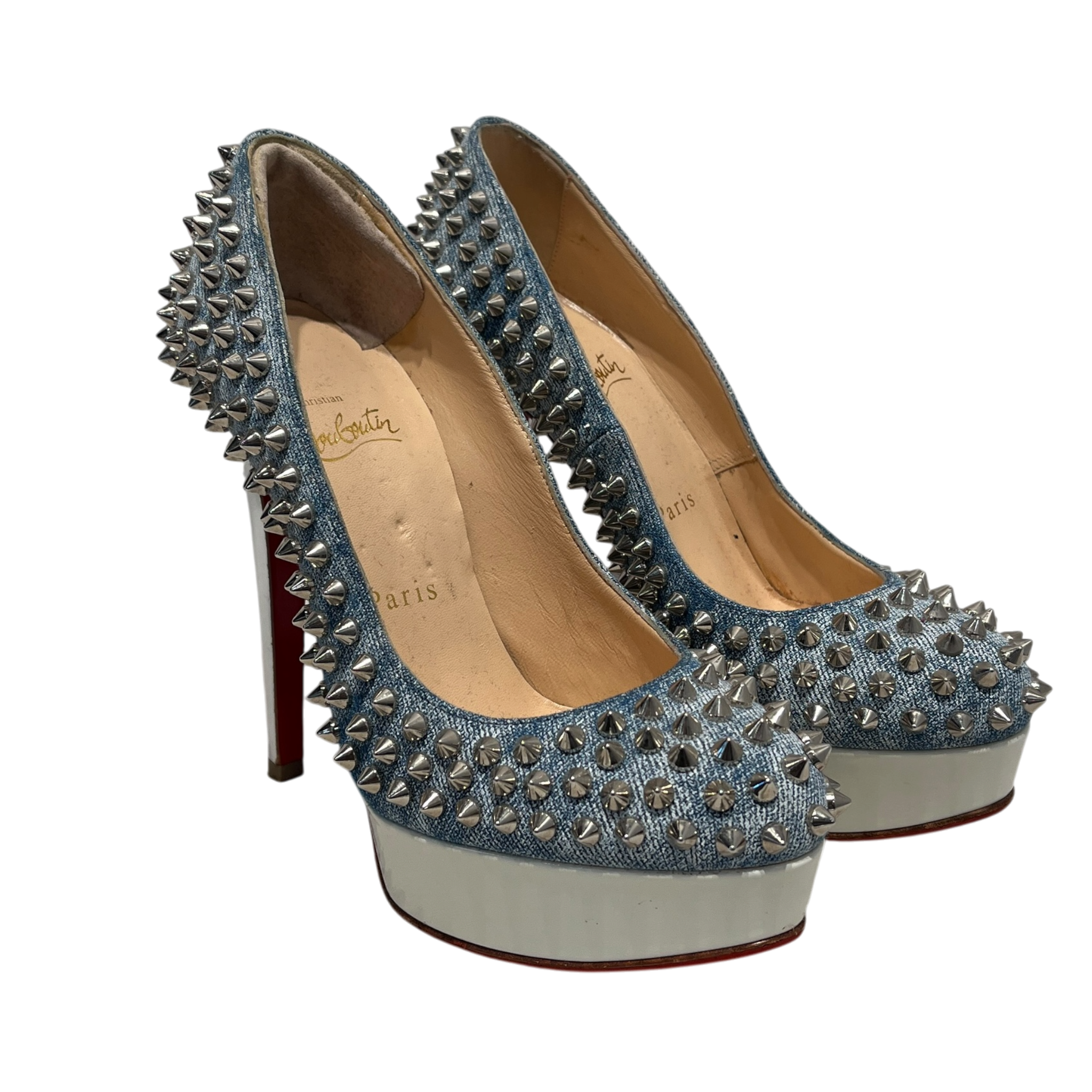 Christian Louboutin/Heels/EU 35.5/Border/Denim/BLU/U-Tip/Denim Blue Bianca Spike Pumps view 1