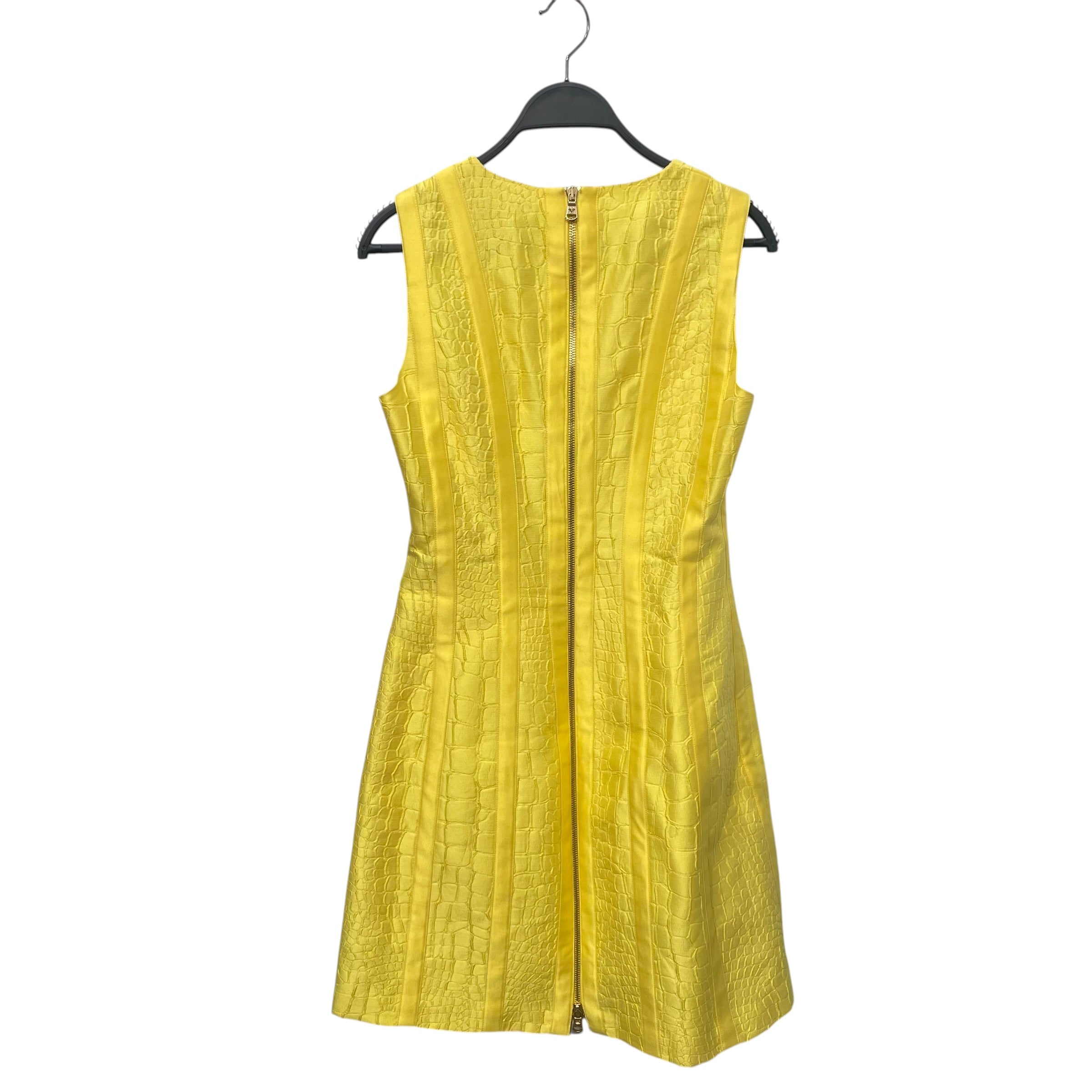 VERSACE/SS Dress/42/Animal Pattern/Cotton/YEL/Midi Length/2009 Croc Jacquard Sheath view 1