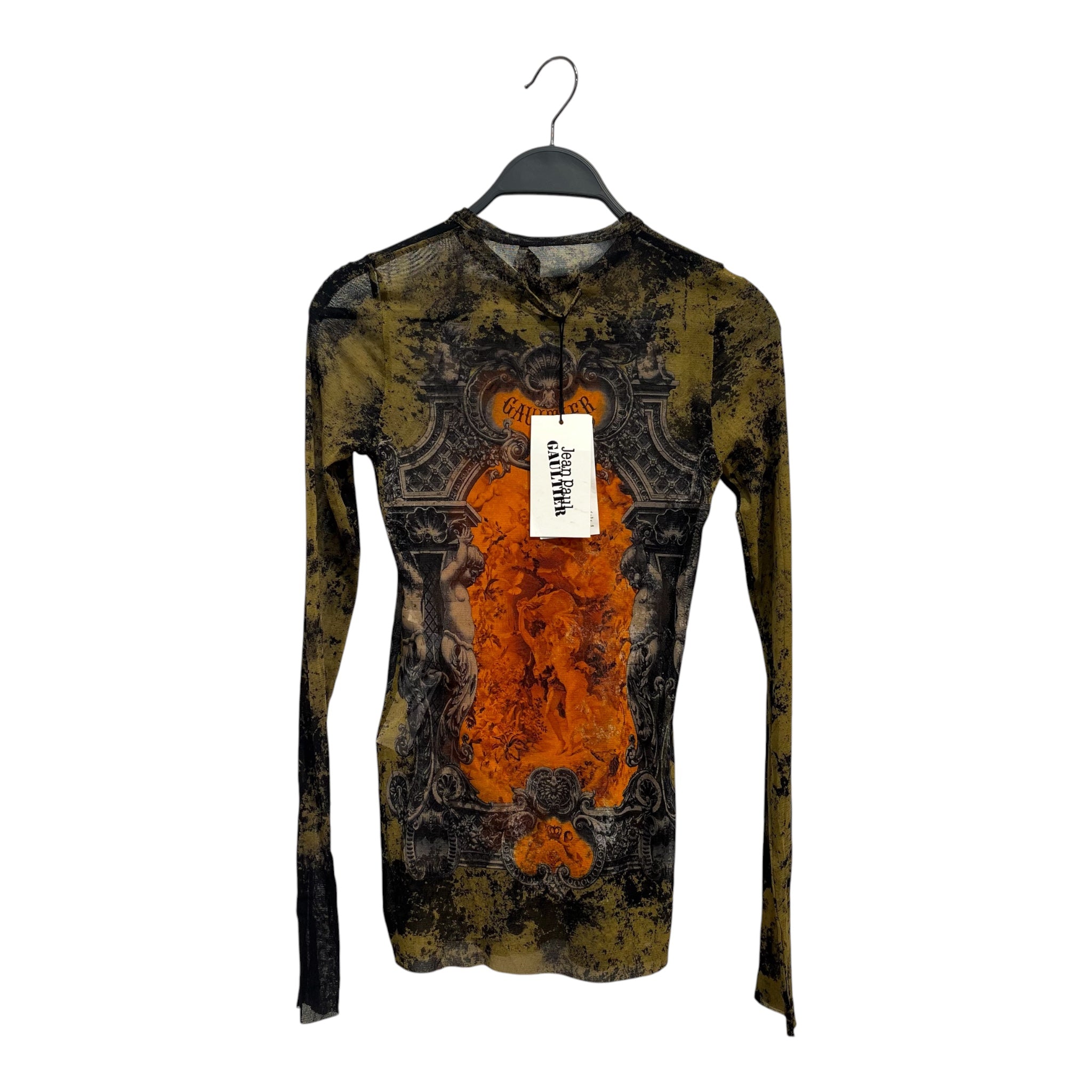 Jean Paul Gaultier/LS T-Shirt/M/All Over Print/Polyester/GRN/ALL OVER MURAL/ ORANGE CENTER view 2