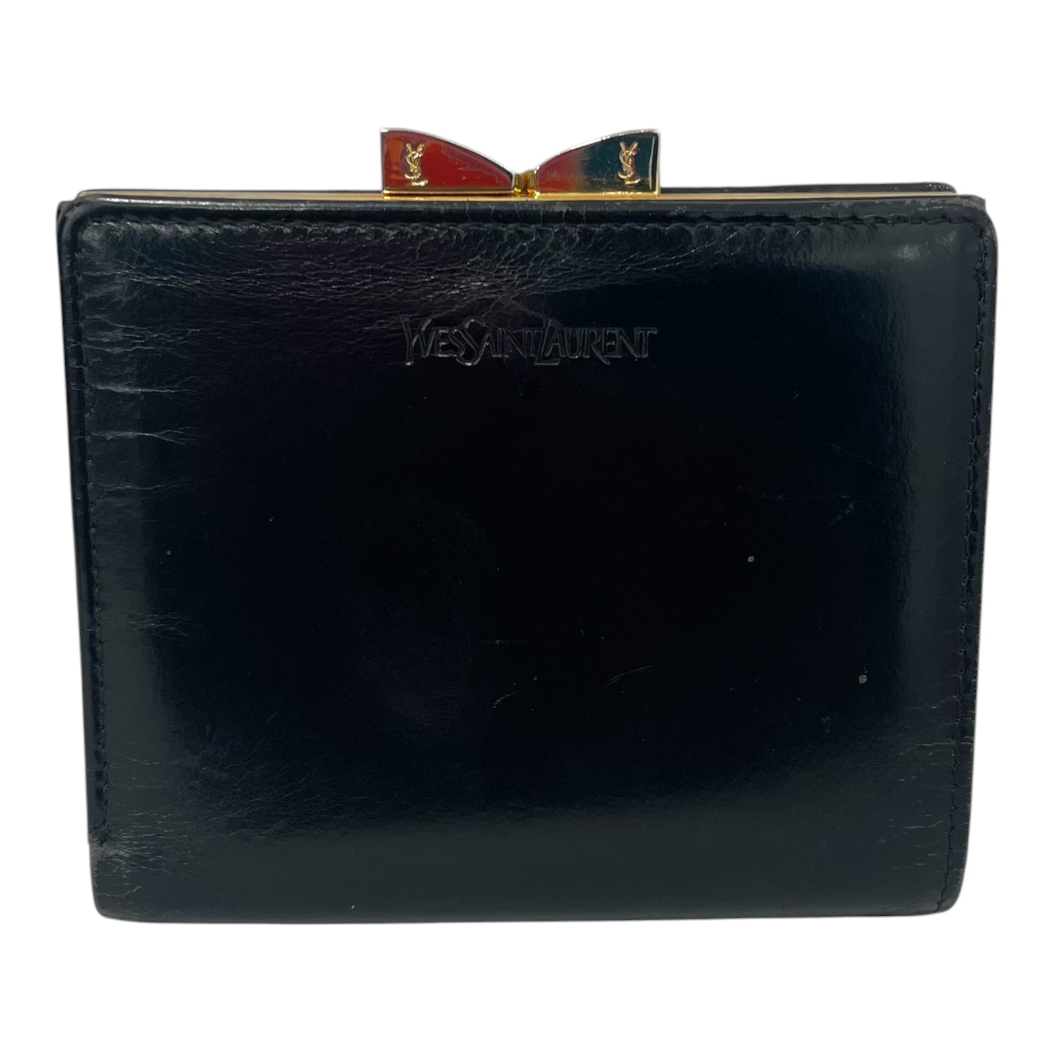 YVES SAINT LAURENT/Wallet/Leather/BLK/YSLGOLD view 1