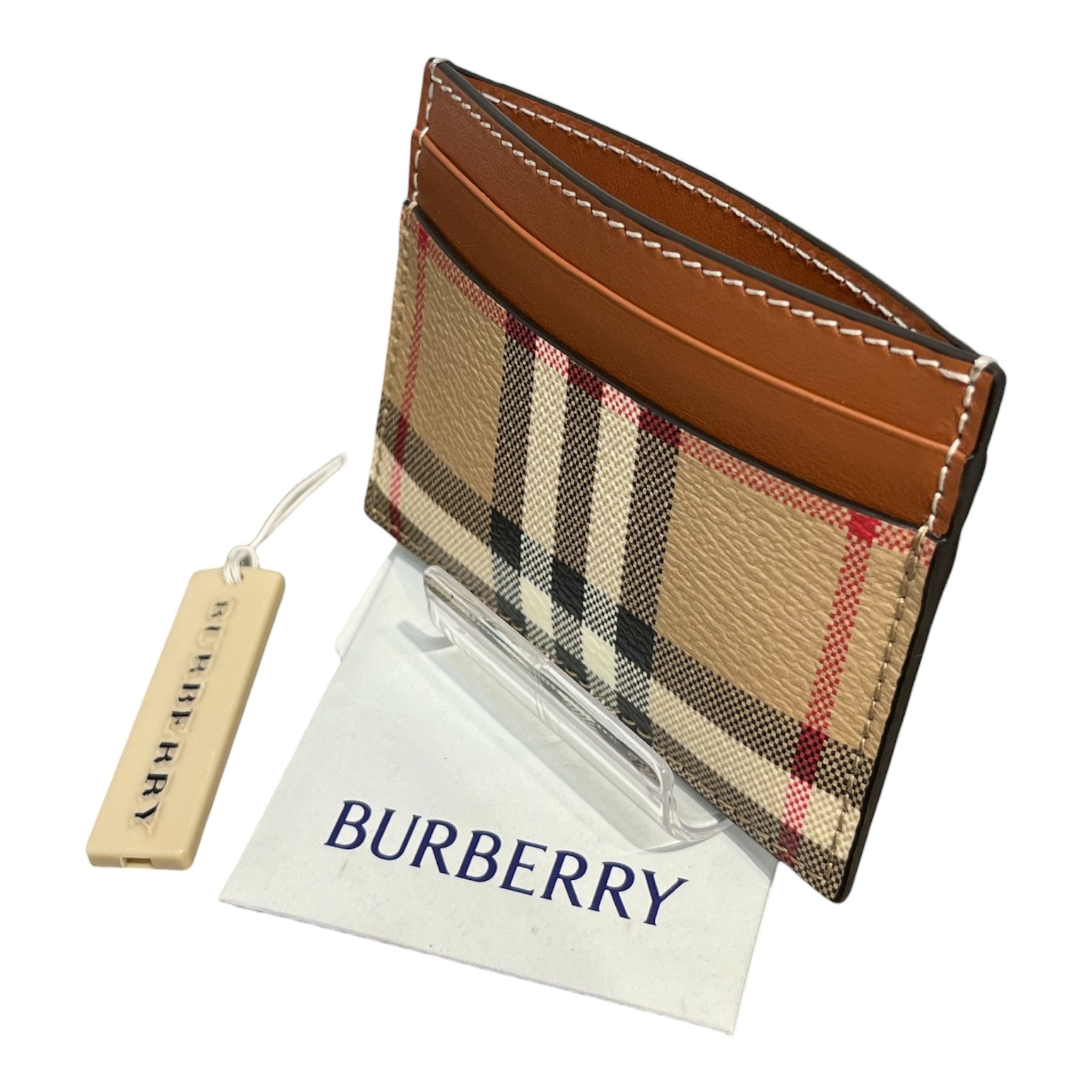 BURBERRY/Wallet/Plaid/Leather/MLT/M's/nova check card holder view 1