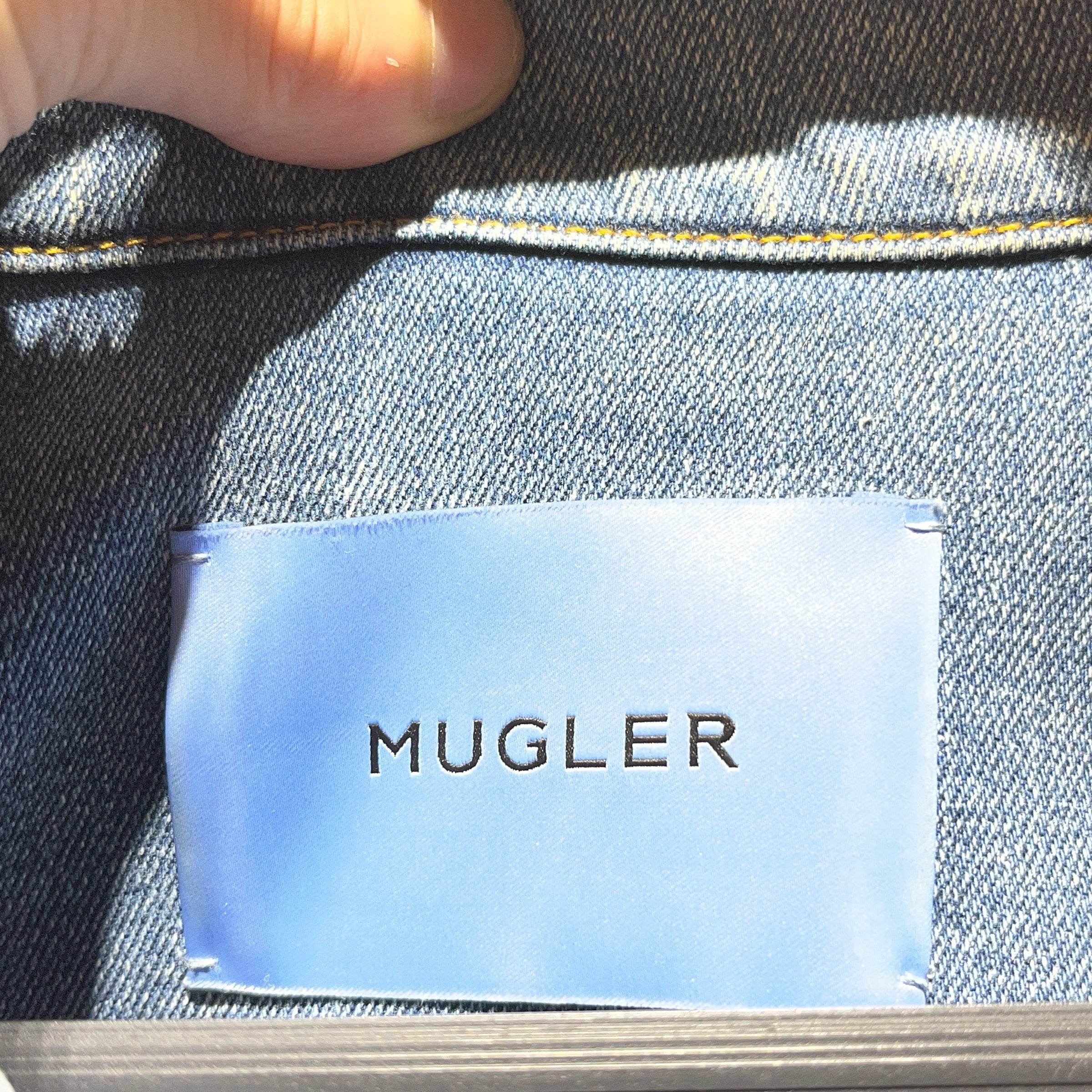 MUGLER/Denim Jkt/42/Denim/IDG/black colorblock/ cropped view 5