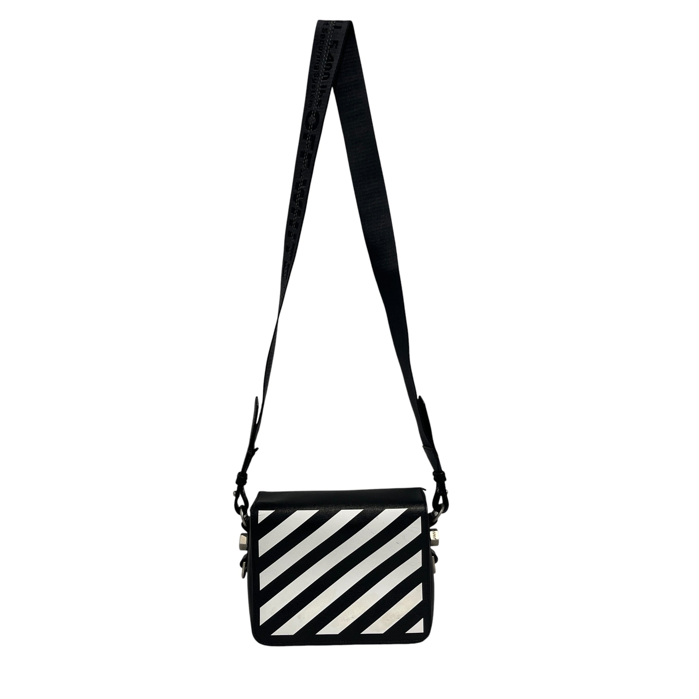 OFF-WHITE/Hand Bag/Stripe/Leather/BLK/Bolts On Side view 1