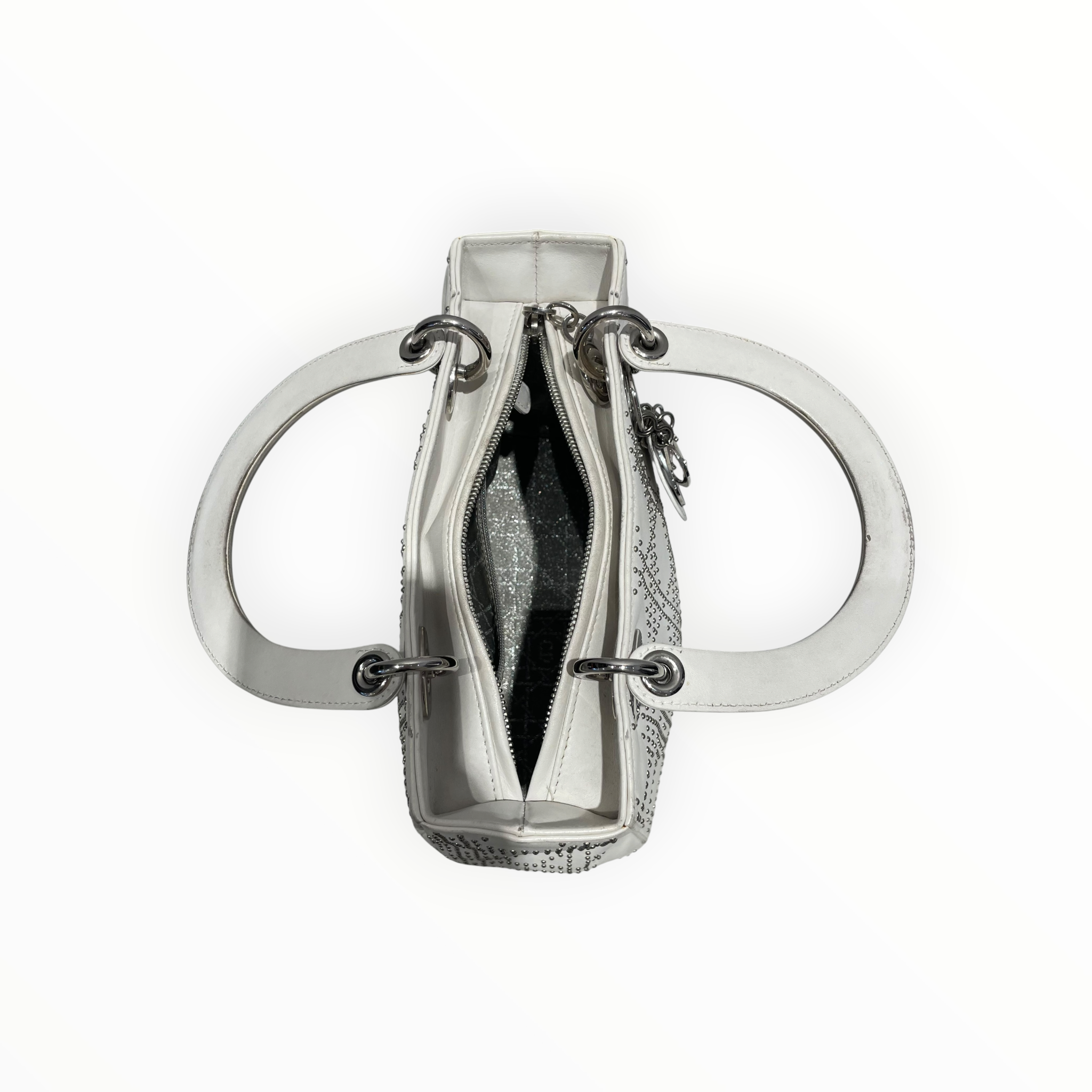 Christian Dior/Hand Bag/Leather/WHT/Cannage Lady Dior view 4