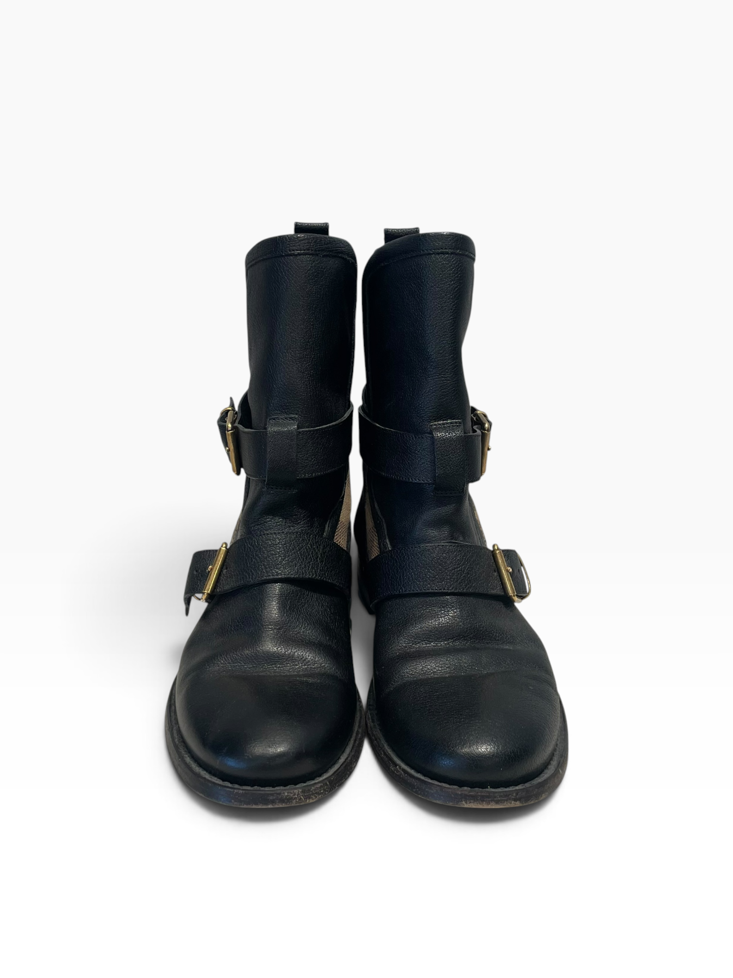 BURBERRY/Ankle Boots/EU 39.5/Leather/BLK/Nova Check view 3