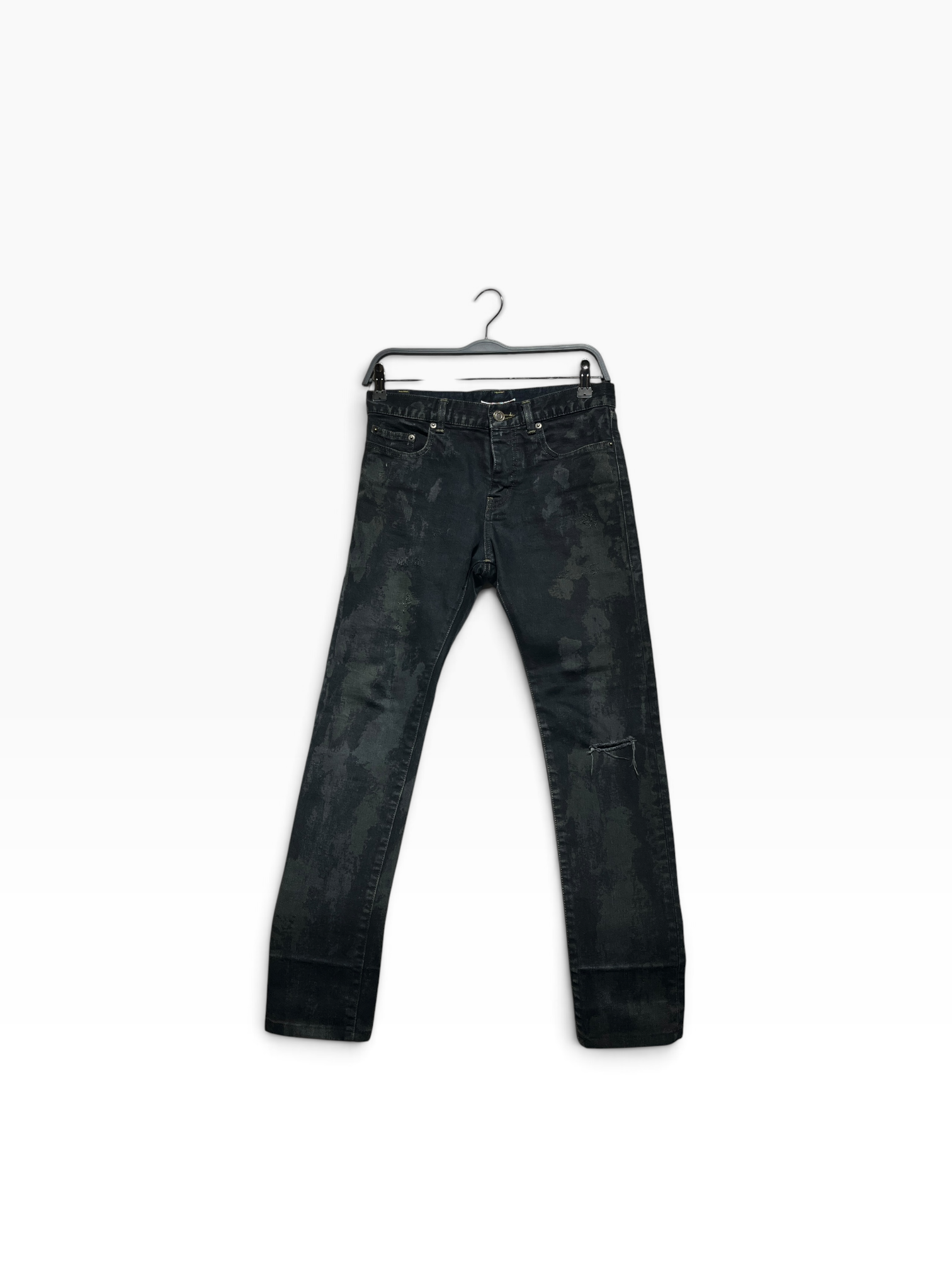 SAINT LAURENT/Skinny Pants/28/Denim/BLK/Distressed/All Over Print/hedi 2013 marble dye view 1