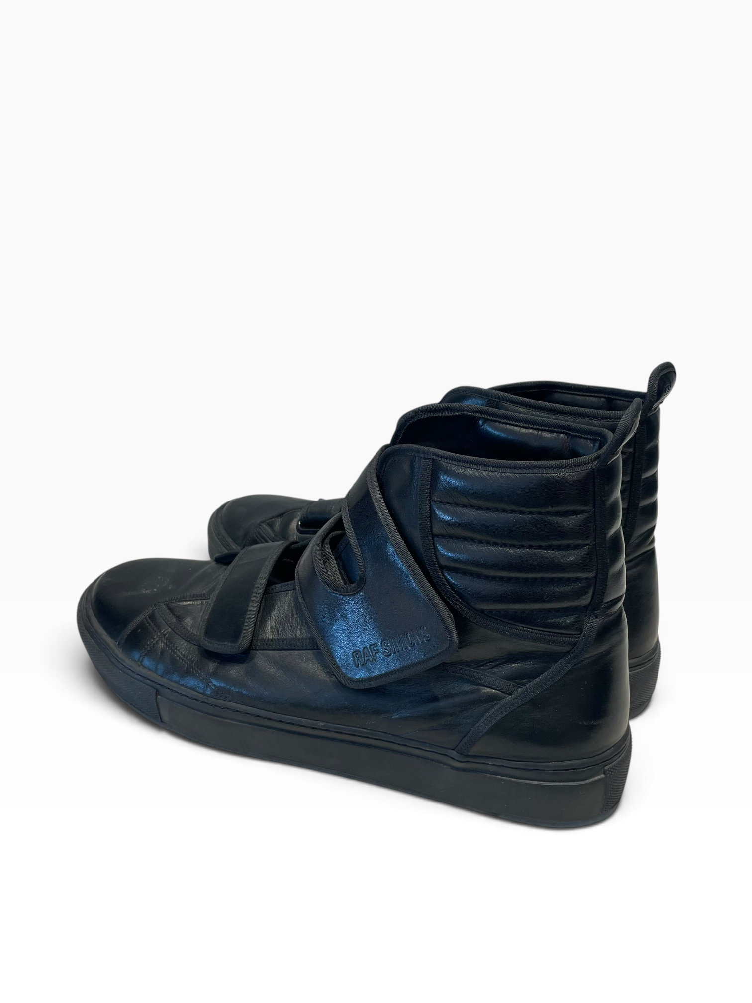 RAF SIMONS/Hi-Sneakers/EU 44/Leather/BLK/Double Flap Velcro Shoe view 2